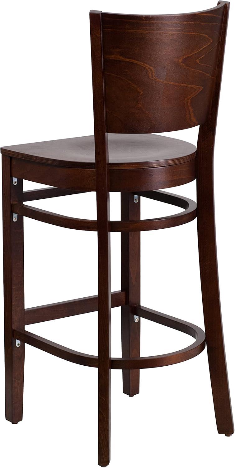 image:imageFlash Furniture Lacey Series Solid Back Mahogany Wood Restaurant Barstool Black Vinyl SeatWalnut Wood SeatWalnut Wood Frame