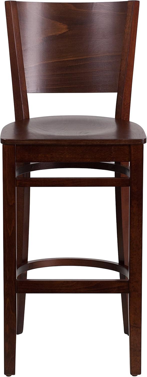 image:imageFlash Furniture Lacey Series Solid Back Mahogany Wood Restaurant Barstool Black Vinyl SeatWalnut Wood SeatWalnut Wood Frame