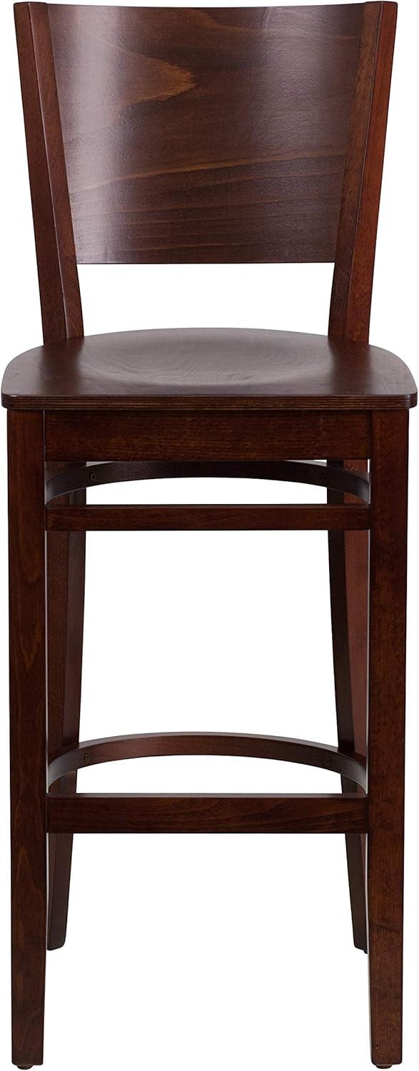 image:imageFlash Furniture Lacey Series Solid Back Mahogany Wood Restaurant Barstool Black Vinyl SeatWalnut Wood SeatWalnut Wood Frame