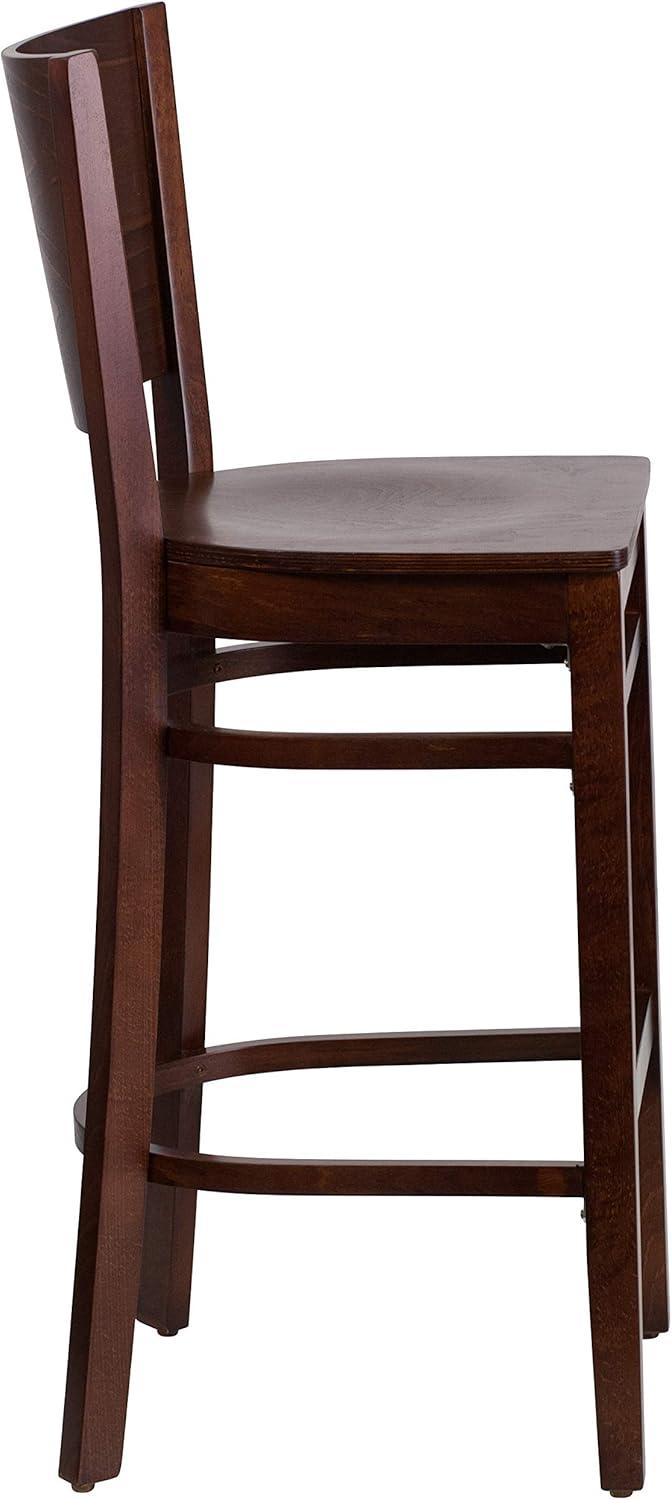 image:imageFlash Furniture Lacey Series Solid Back Mahogany Wood Restaurant Barstool Black Vinyl SeatWalnut Wood SeatWalnut Wood Frame