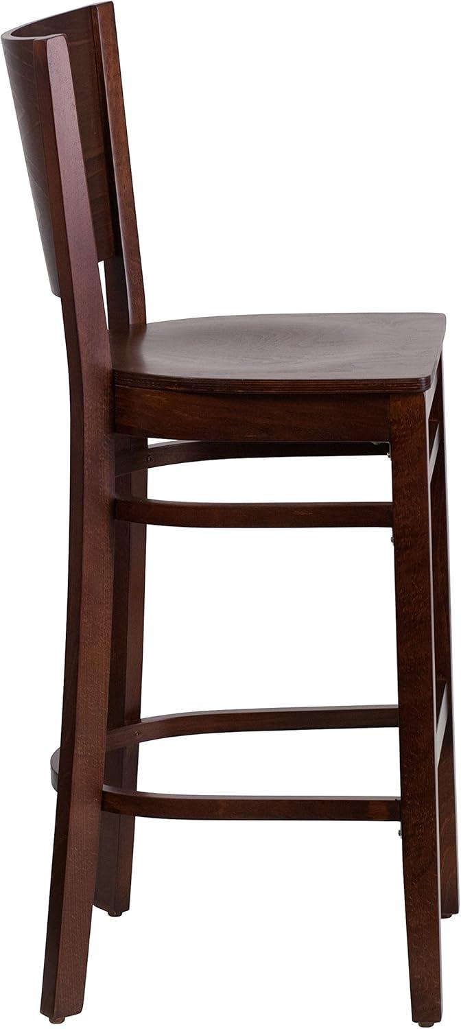 image:imageFlash Furniture Lacey Series Solid Back Mahogany Wood Restaurant Barstool Black Vinyl SeatWalnut Wood SeatWalnut Wood Frame