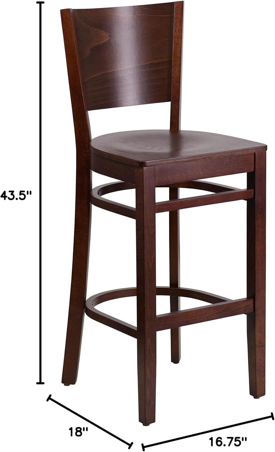 image:imageFlash Furniture Lacey Series Solid Back Mahogany Wood Restaurant Barstool Black Vinyl SeatWalnut Wood SeatWalnut Wood Frame