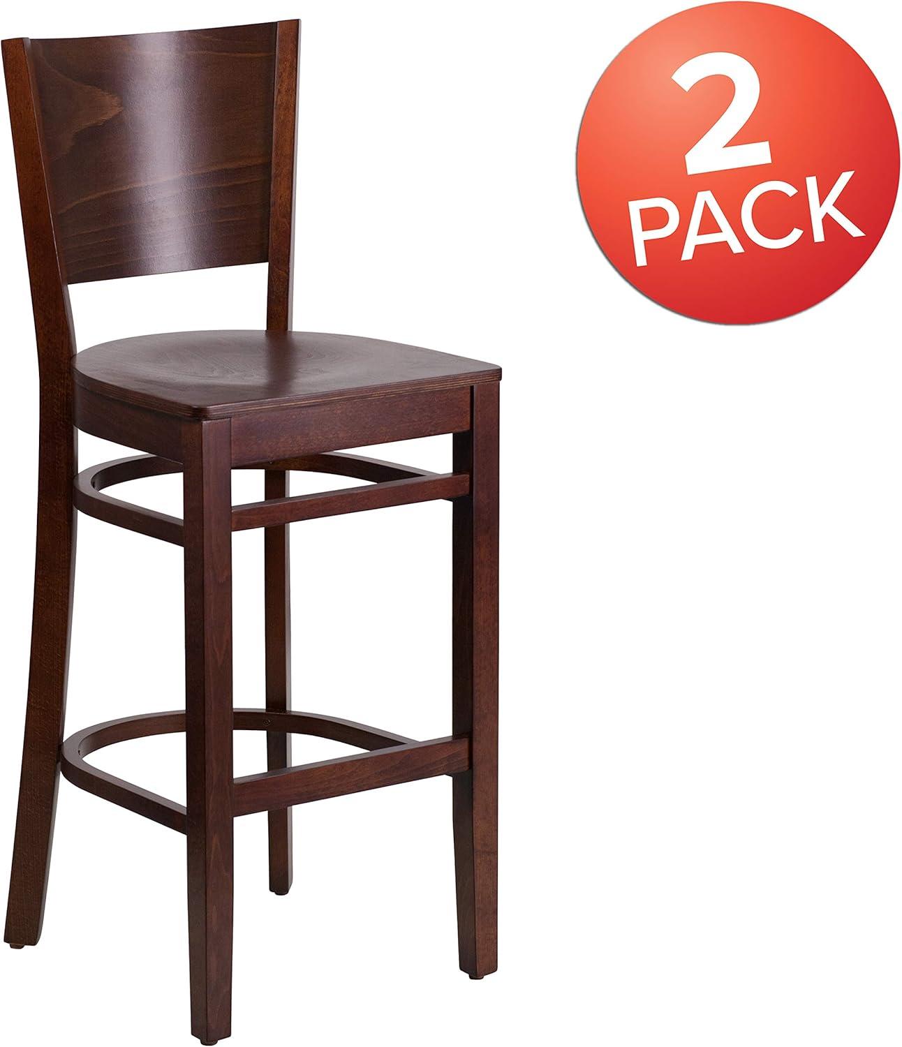 image:imageFlash Furniture Lacey Series Solid Back Mahogany Wood Restaurant Barstool Black Vinyl SeatWalnut Wood SeatWalnut Wood Frame