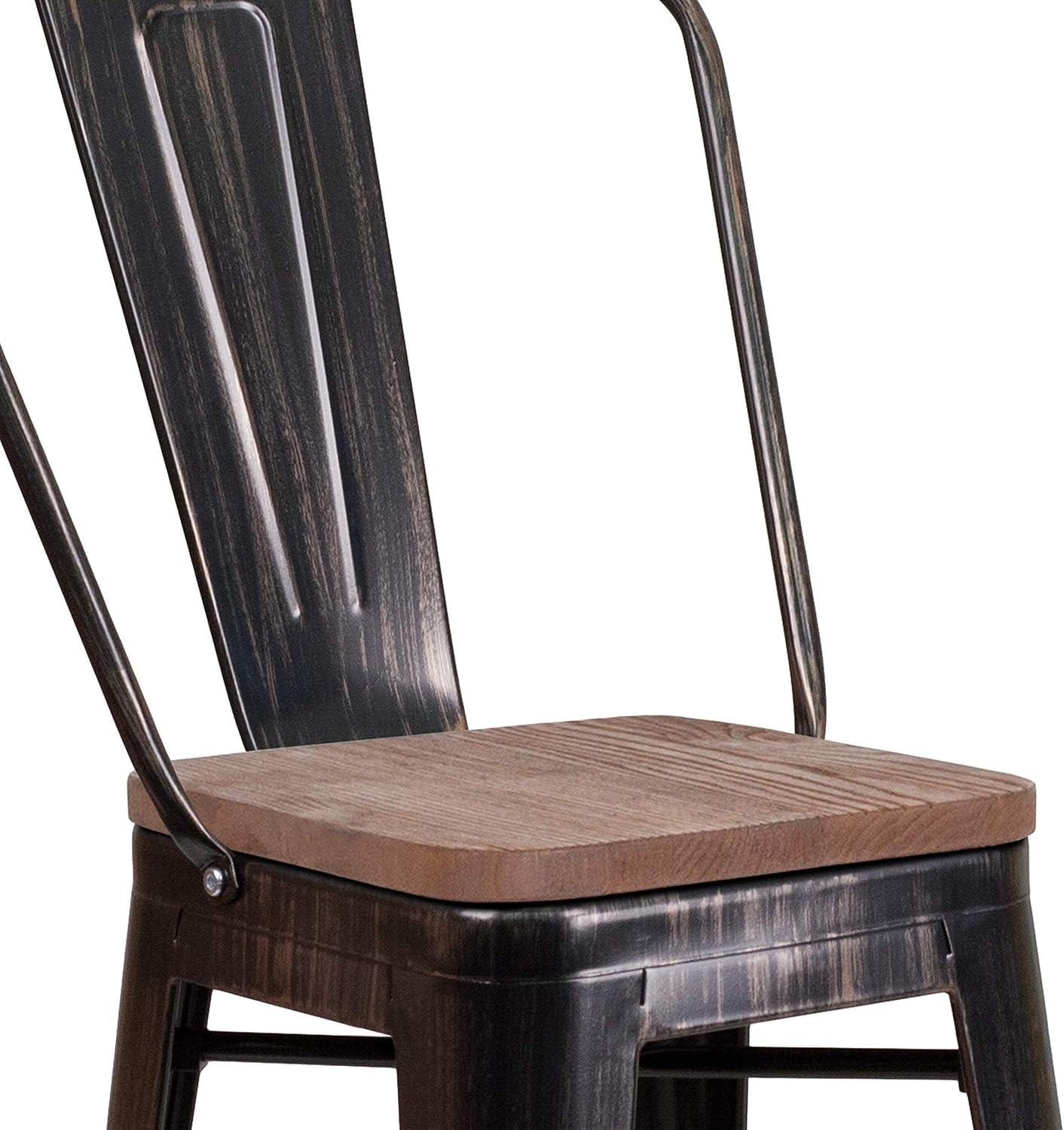 image:imageFlash Furniture Lily 24 High Red Metal Counter Height Stool with Back and Wood Seat Pack of 1Blackantique Gold