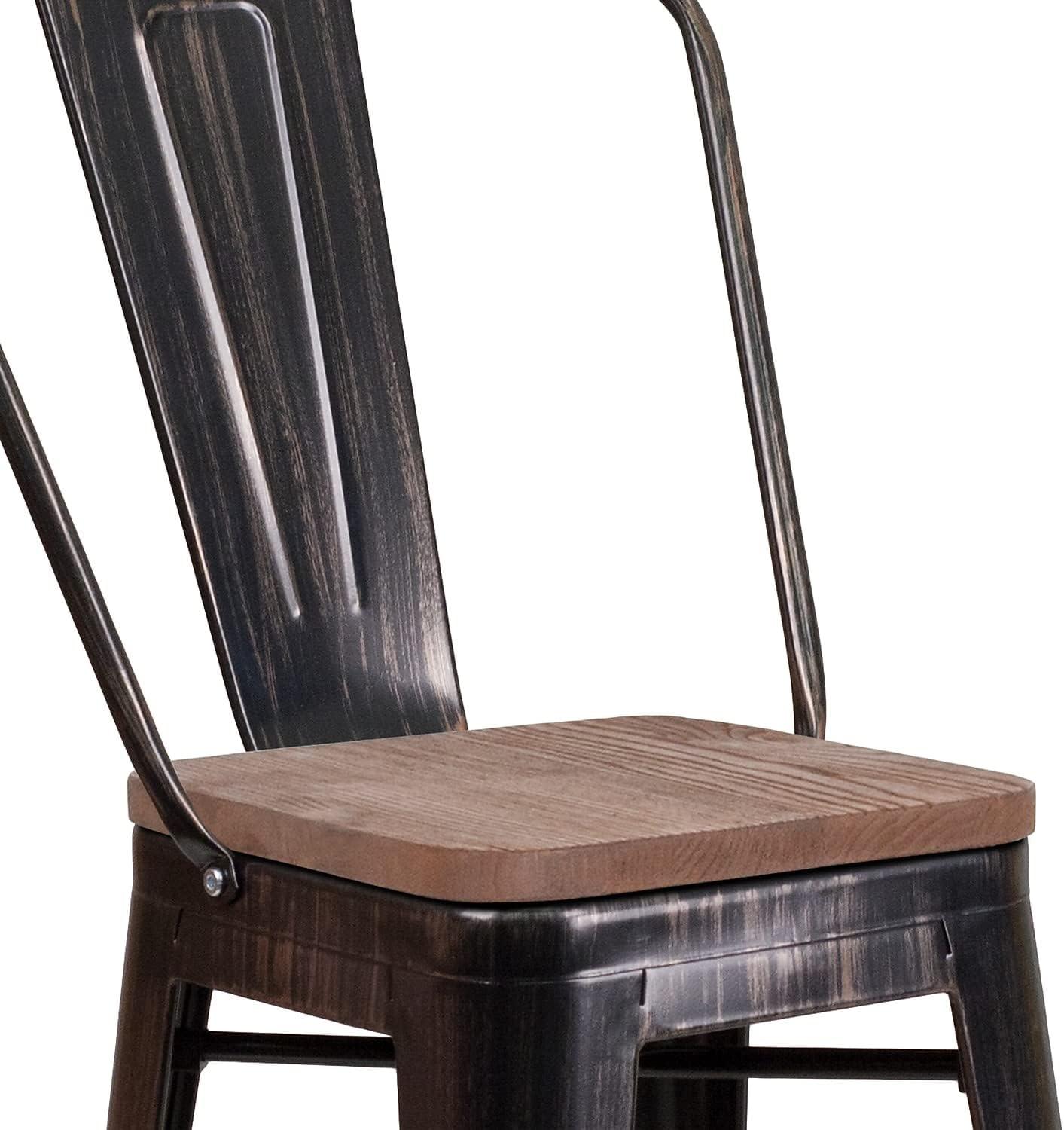 image:imageFlash Furniture Lily 24 High Red Metal Counter Height Stool with Back and Wood Seat Pack of 1Blackantique Gold