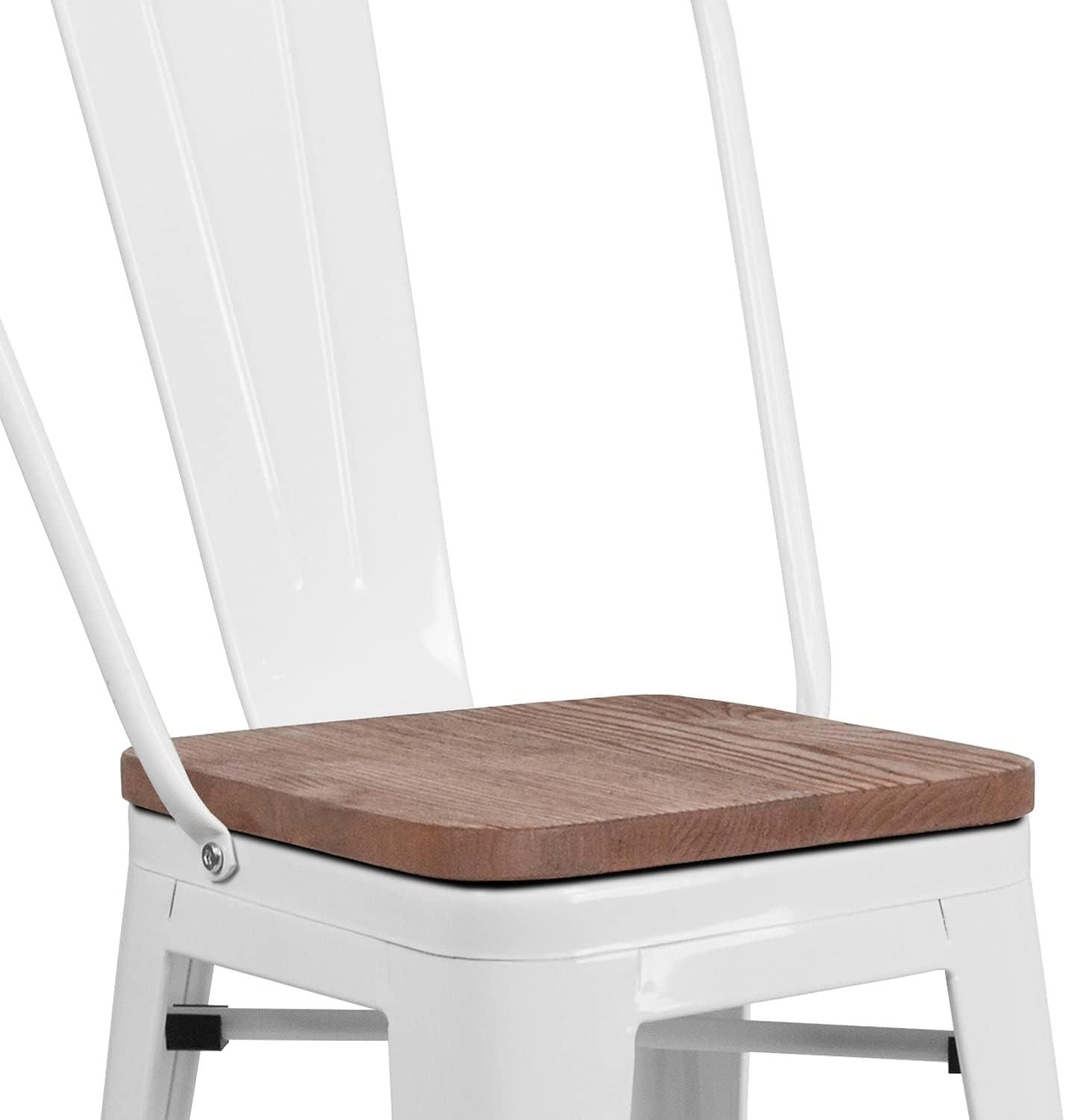 image:imageFlash Furniture Lily 24 High Red Metal Counter Height Stool with Back and Wood Seat Pack of 1White
