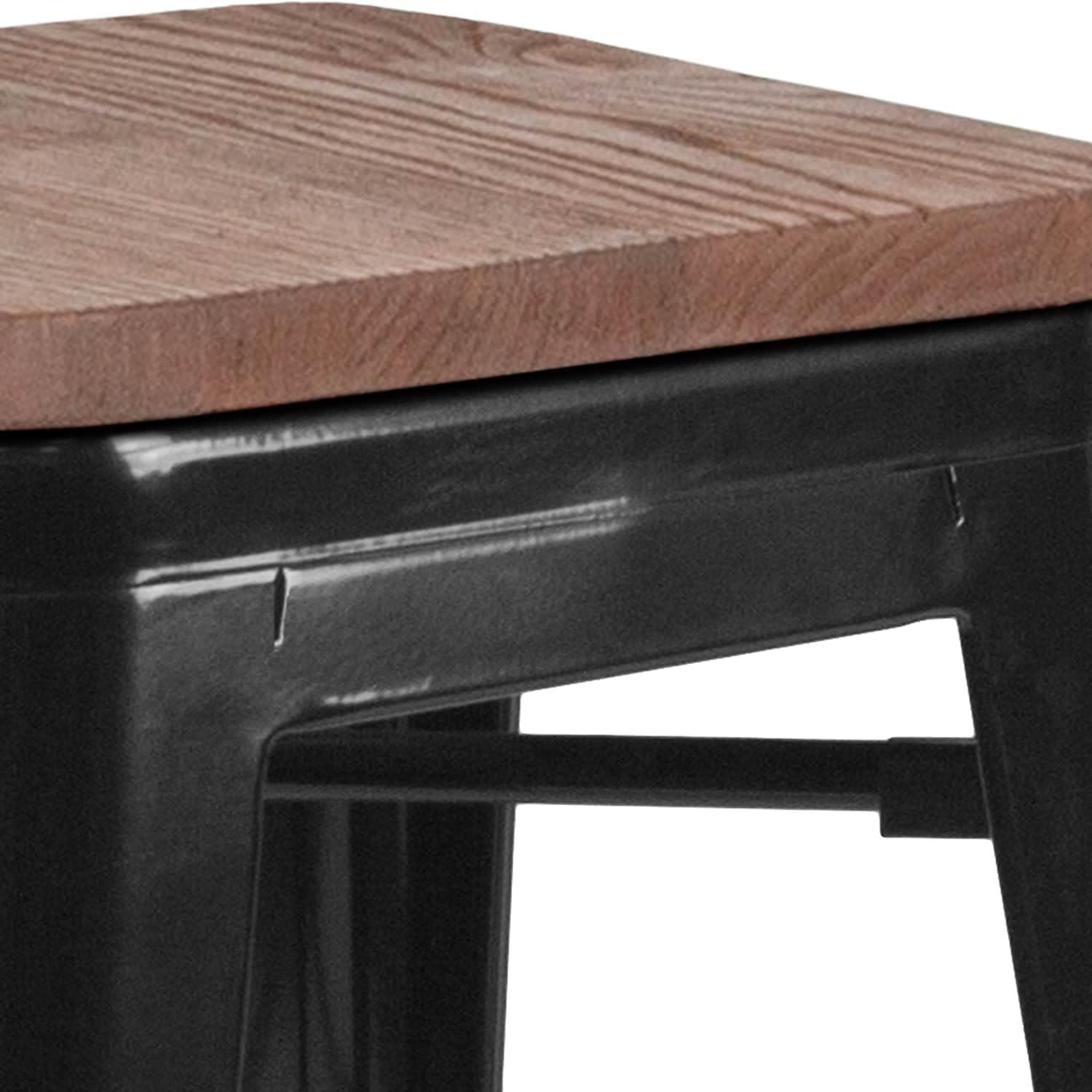 image:imageFlash Furniture Lily 30 High Backless Red Metal Barstool with Square Wood SeatBlack