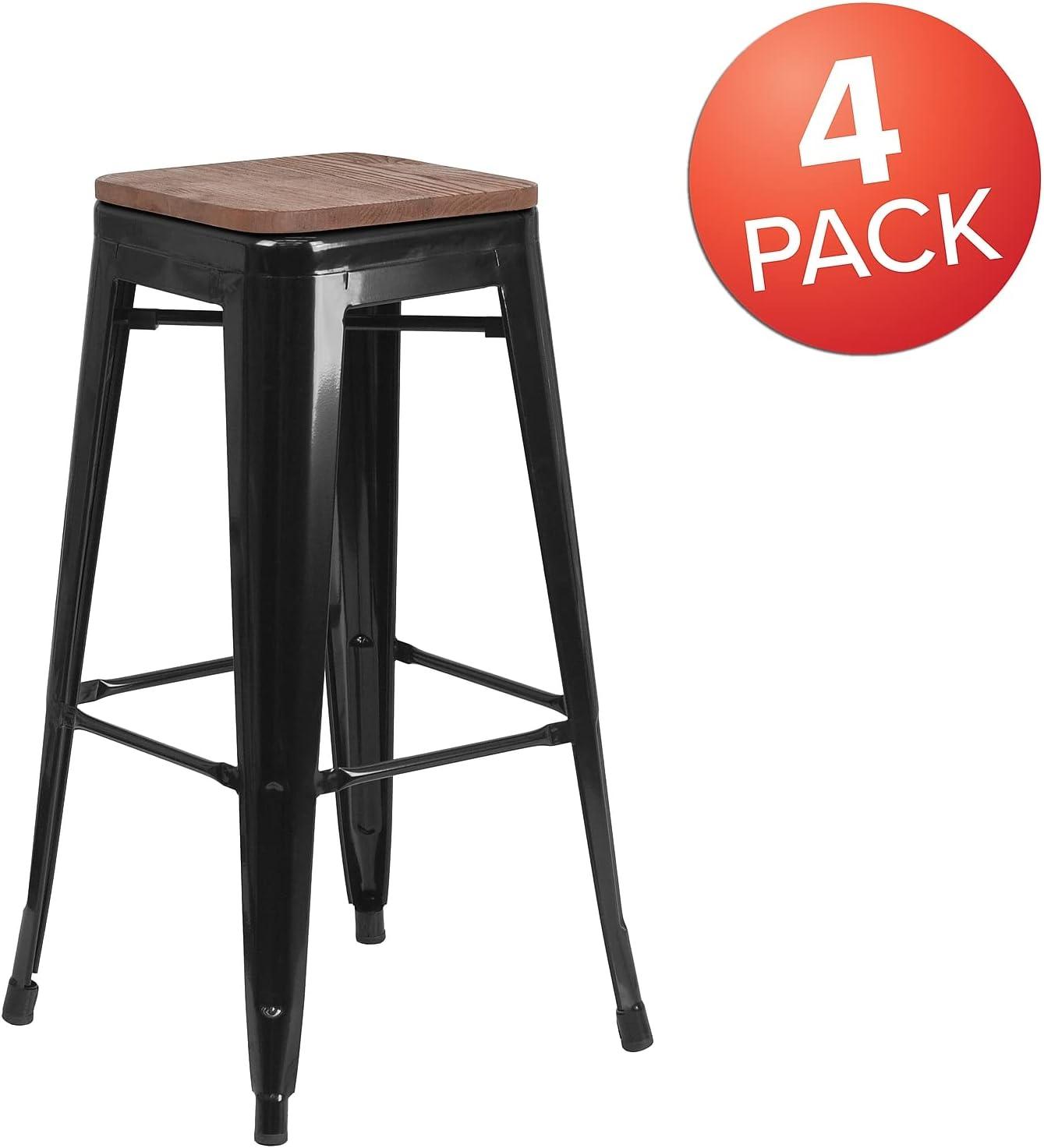 image:imageFlash Furniture Lily 30 High Backless Red Metal Barstool with Square Wood SeatBlack