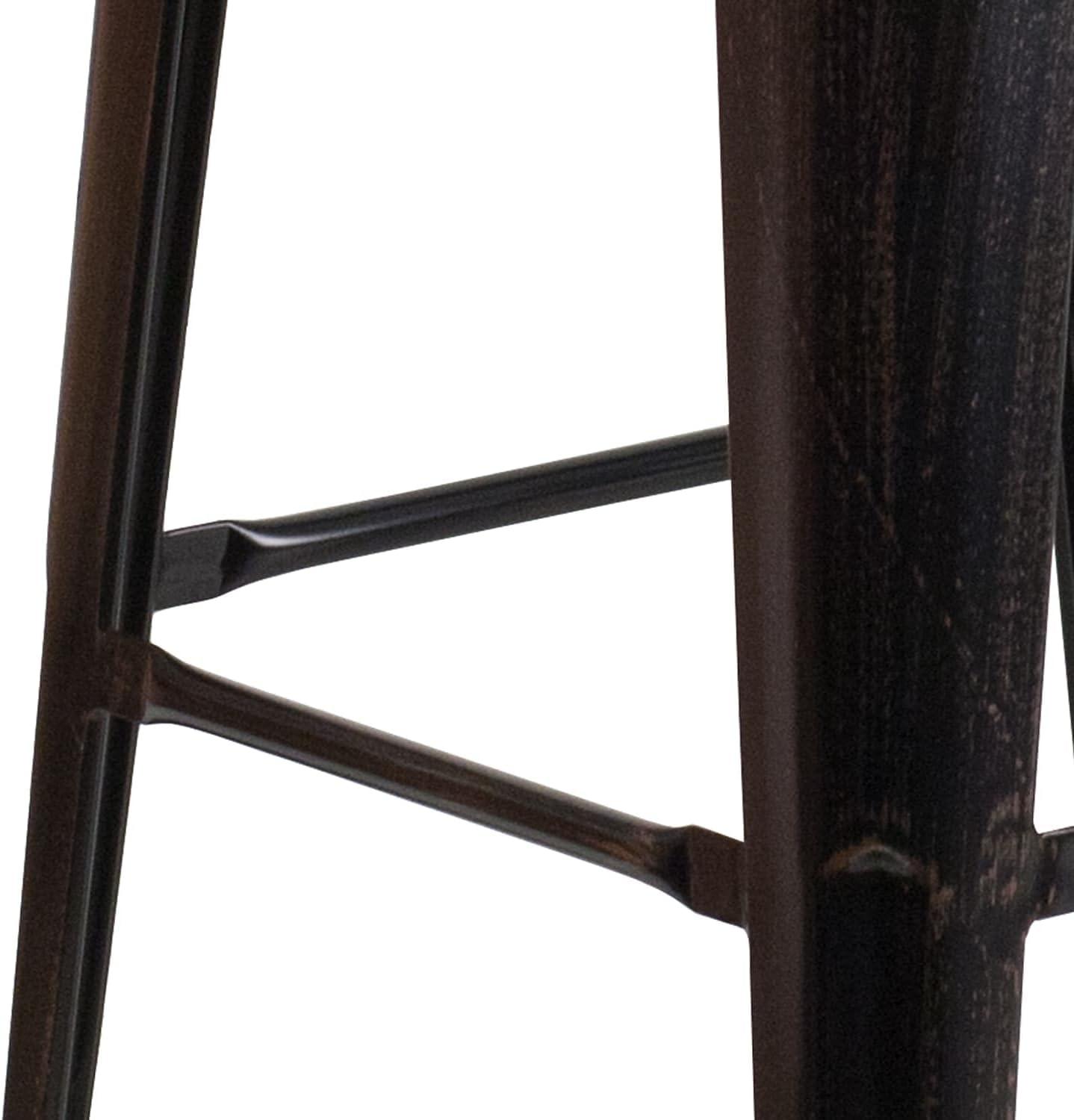 image:imageFlash Furniture Lily 30 High Backless Red Metal Barstool with Square Wood SeatBlackantique Gold