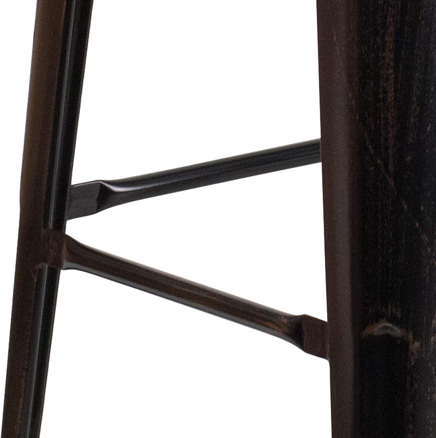 image:imageFlash Furniture Lily 30 High Backless Red Metal Barstool with Square Wood SeatBlackantique Gold