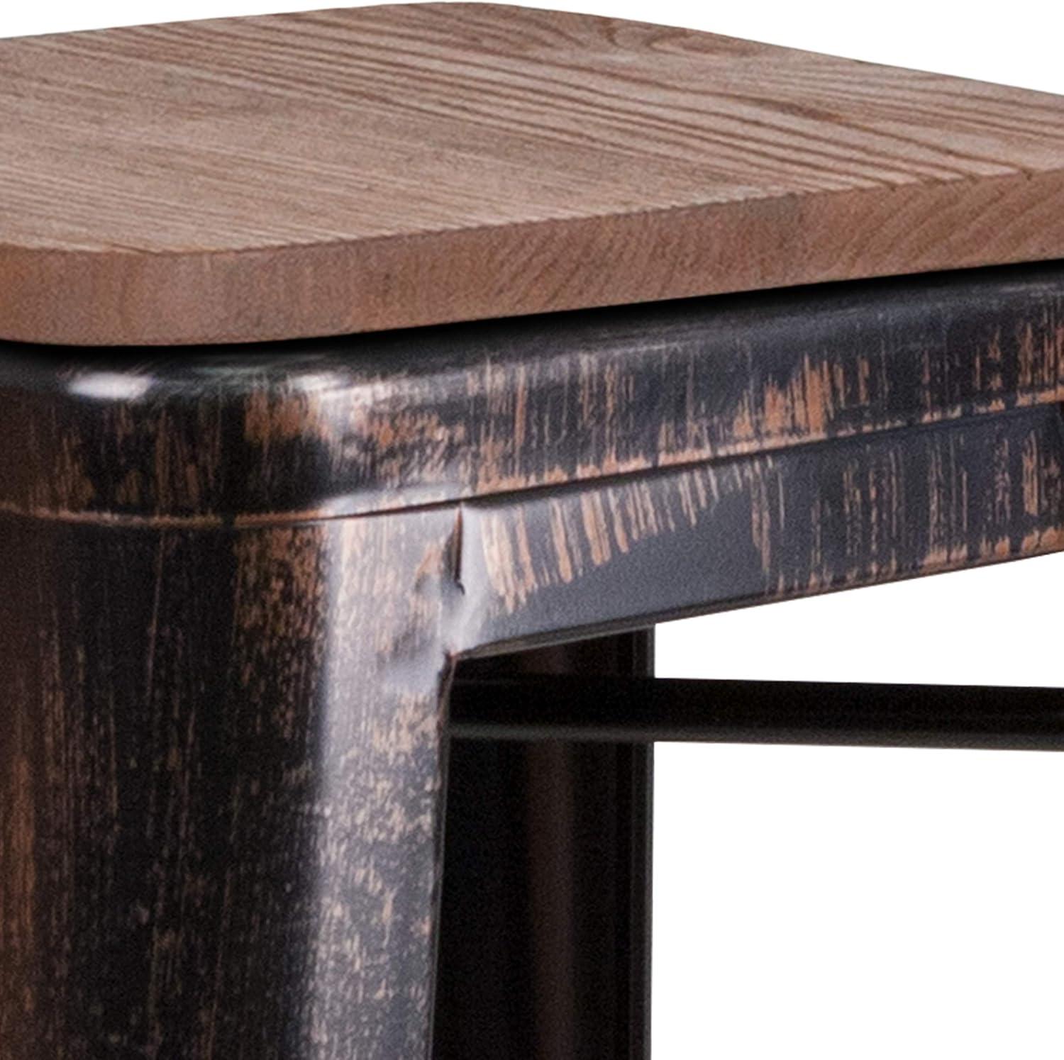 image:imageFlash Furniture Lily 30 High Backless Red Metal Barstool with Square Wood SeatBlackantique Gold