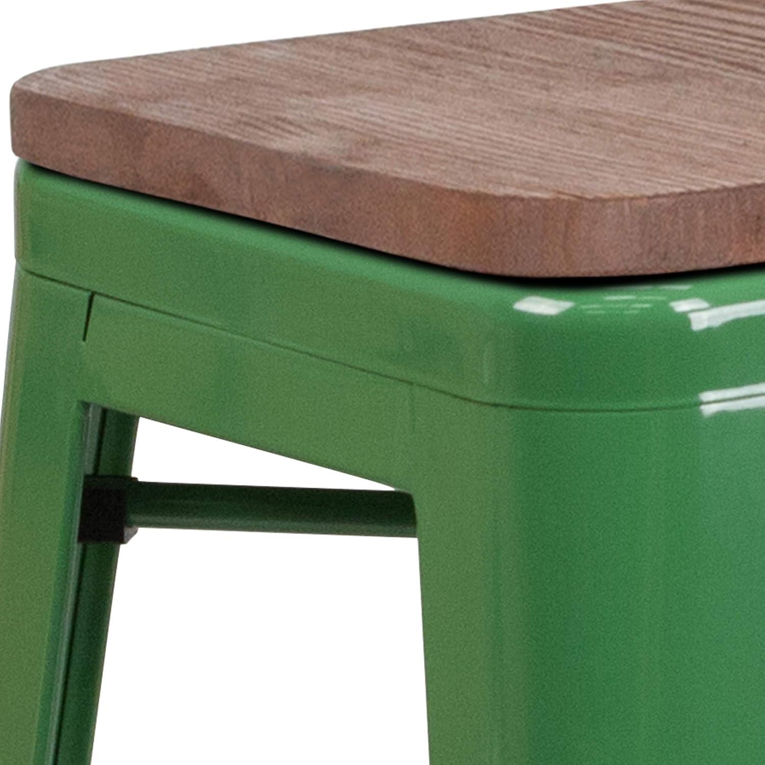 image:imageFlash Furniture Lily 30 High Backless Red Metal Barstool with Square Wood SeatGreen