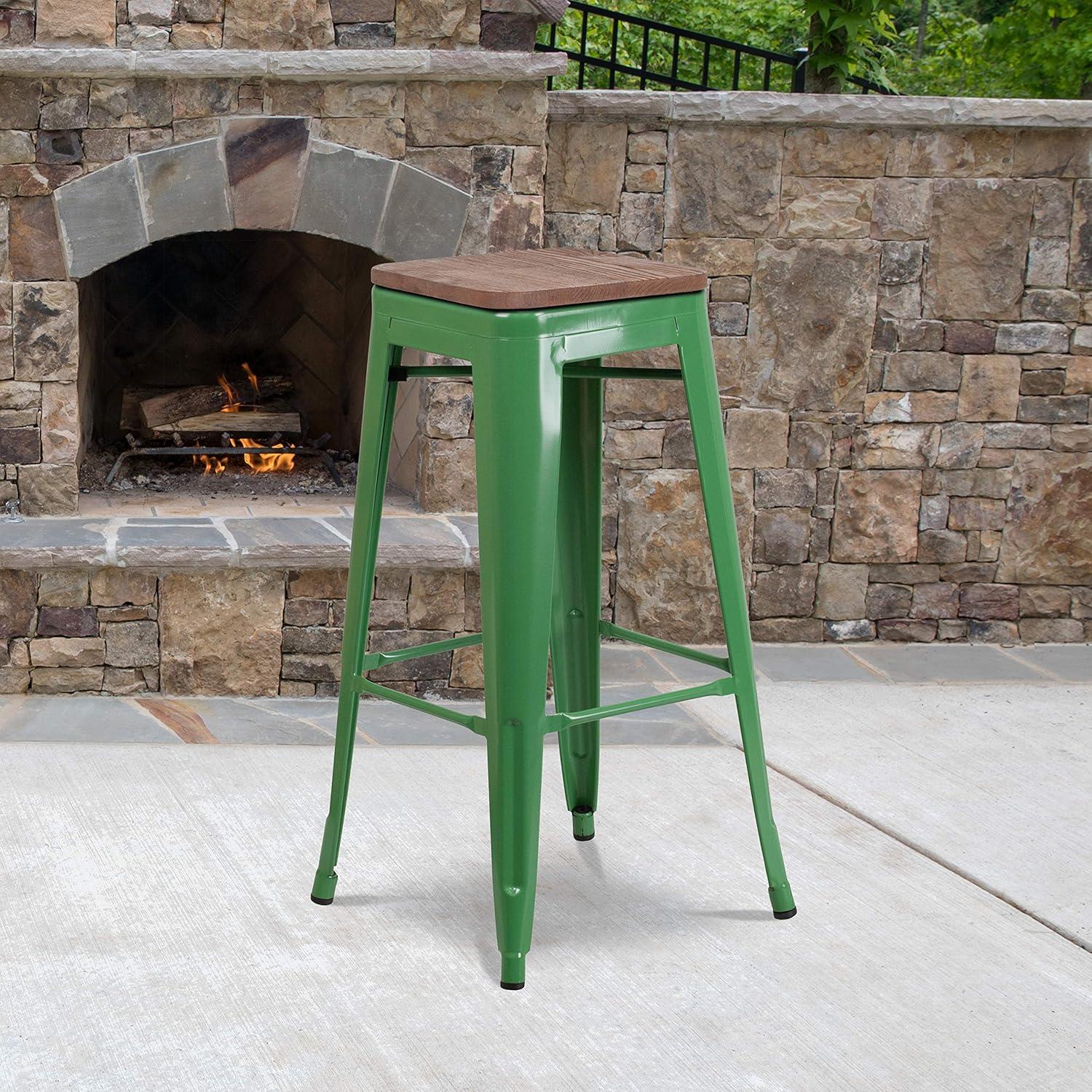 image:imageFlash Furniture Lily 30 High Backless Red Metal Barstool with Square Wood SeatGreen