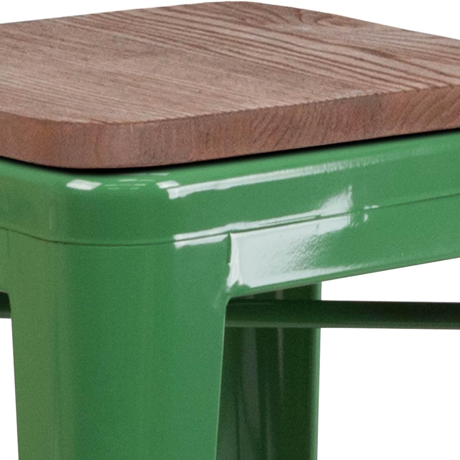 image:imageFlash Furniture Lily 30 High Backless Red Metal Barstool with Square Wood SeatGreen