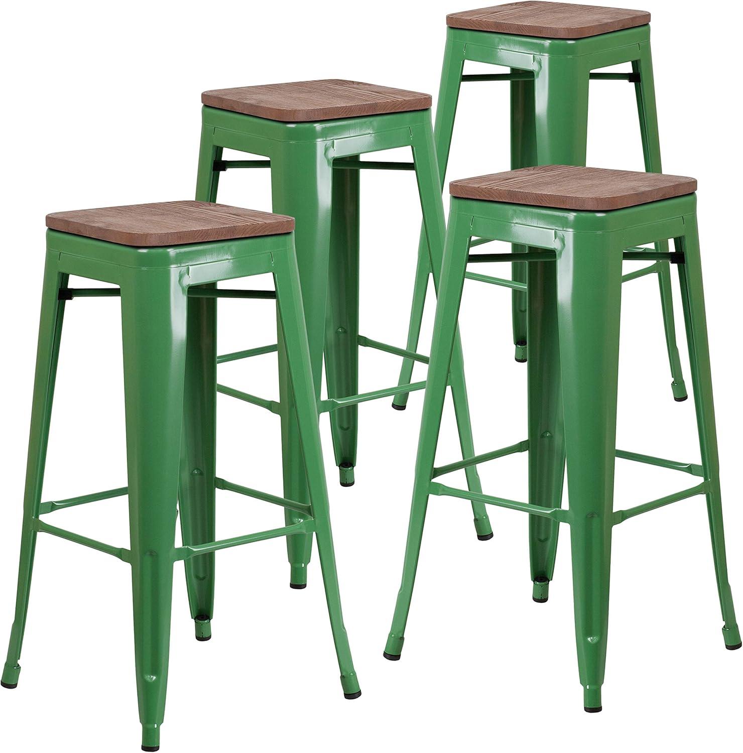 image:imageFlash Furniture Lily 30 High Backless Red Metal Barstool with Square Wood SeatGreen