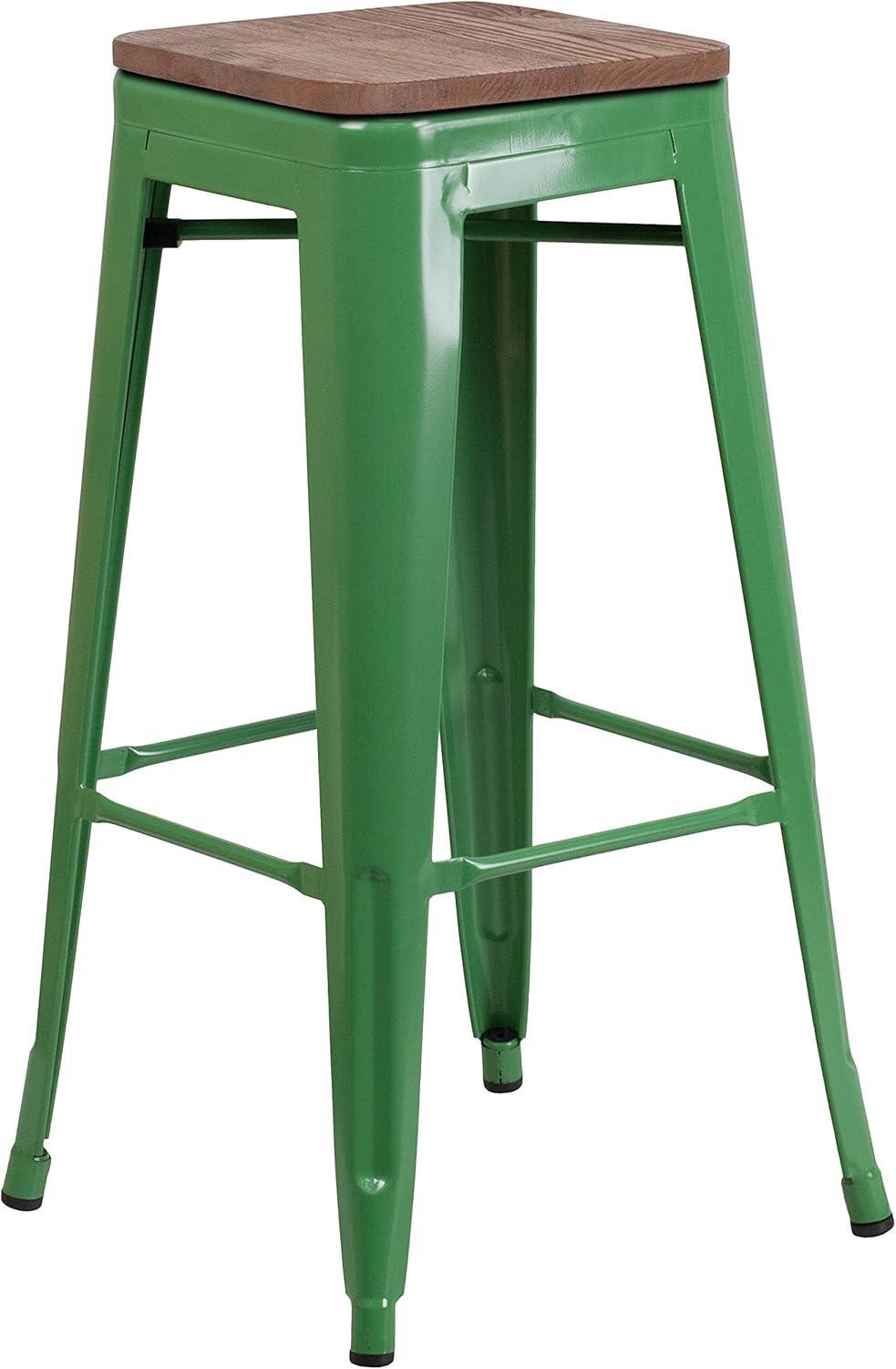 image:imageFlash Furniture Lily 30 High Backless Red Metal Barstool with Square Wood SeatGreen