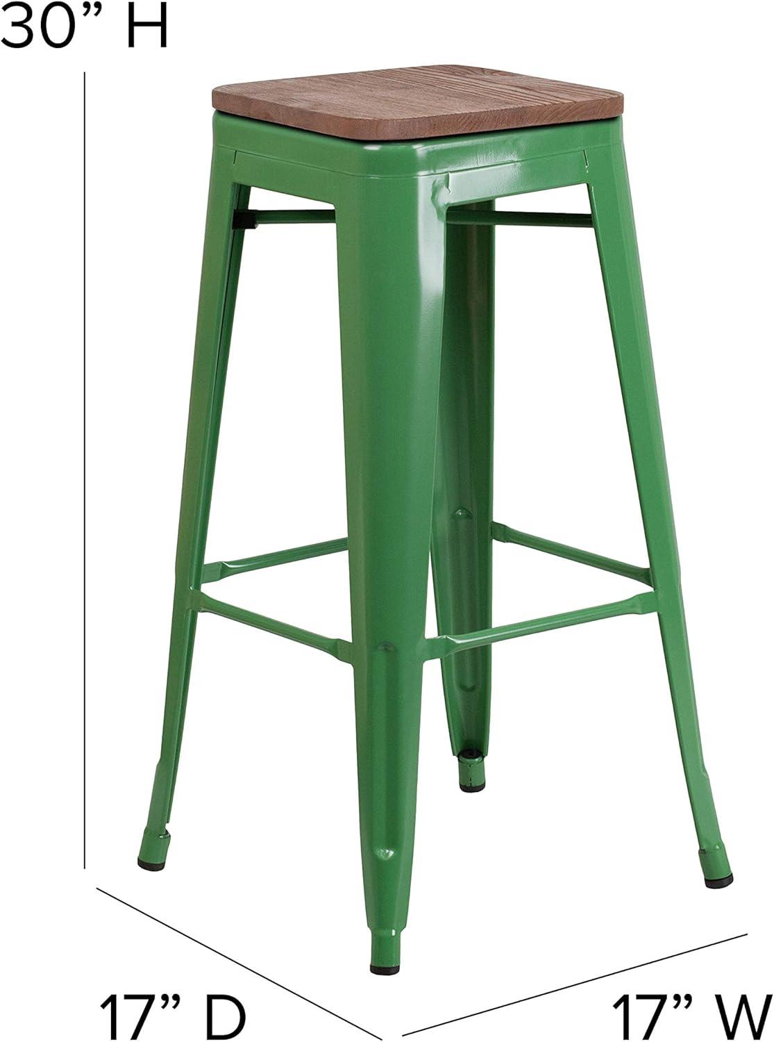 image:imageFlash Furniture Lily 30 High Backless Red Metal Barstool with Square Wood SeatGreen