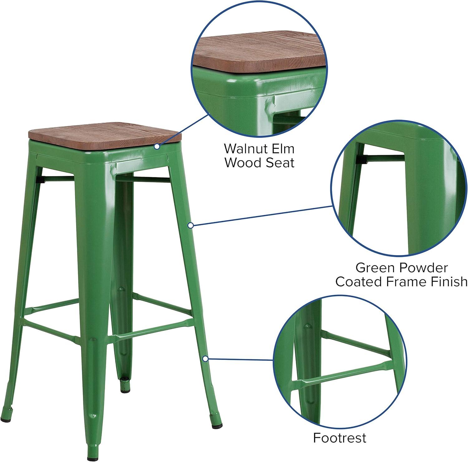 image:imageFlash Furniture Lily 30 High Backless Red Metal Barstool with Square Wood SeatGreen