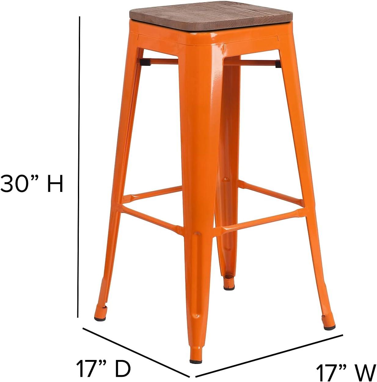 image:imageFlash Furniture Lily 30 High Backless Red Metal Barstool with Square Wood SeatOrange