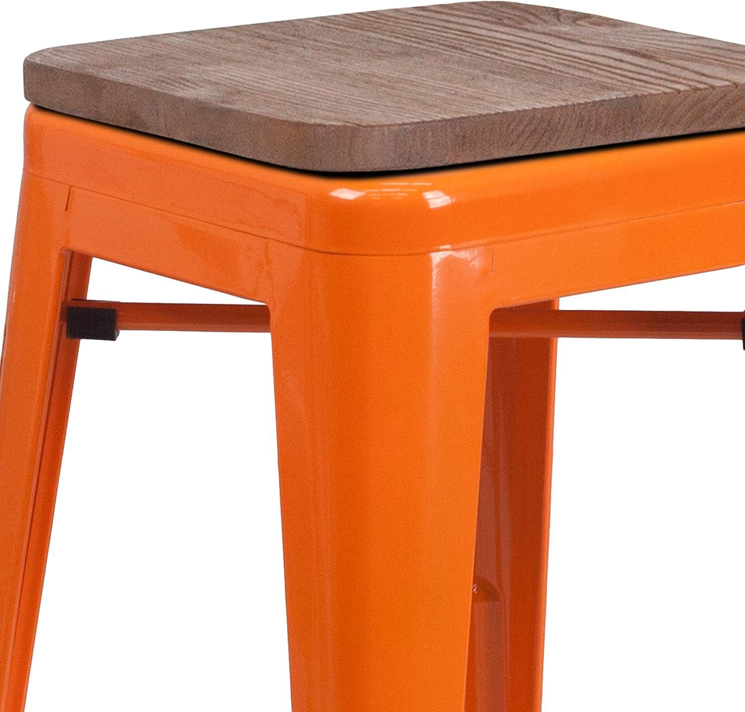 image:imageFlash Furniture Lily 30 High Backless Red Metal Barstool with Square Wood SeatOrange