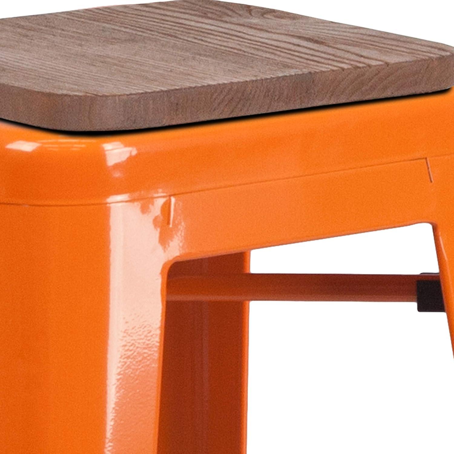 image:imageFlash Furniture Lily 30 High Backless Red Metal Barstool with Square Wood SeatOrange