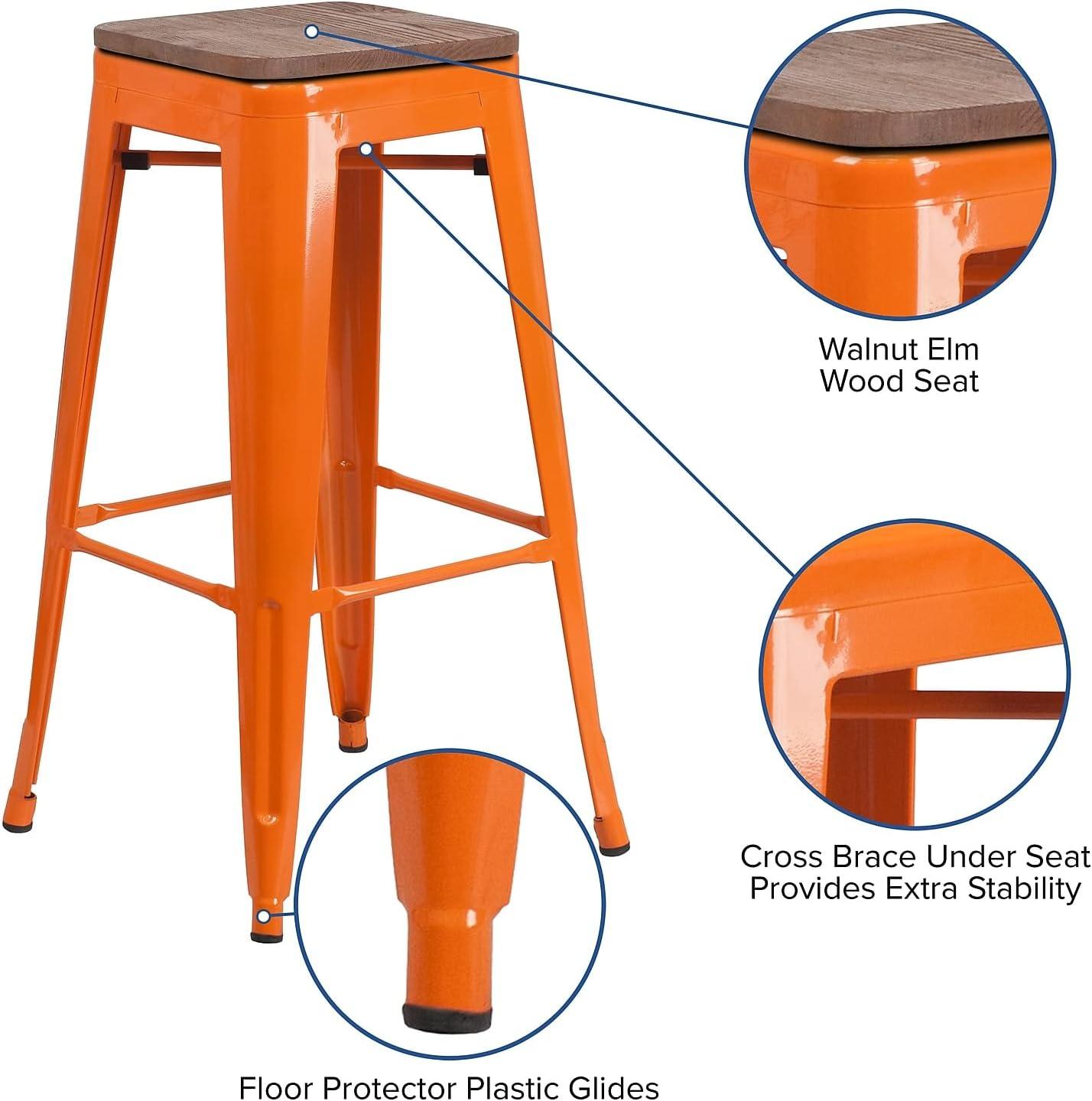 image:imageFlash Furniture Lily 30 High Backless Red Metal Barstool with Square Wood SeatOrange