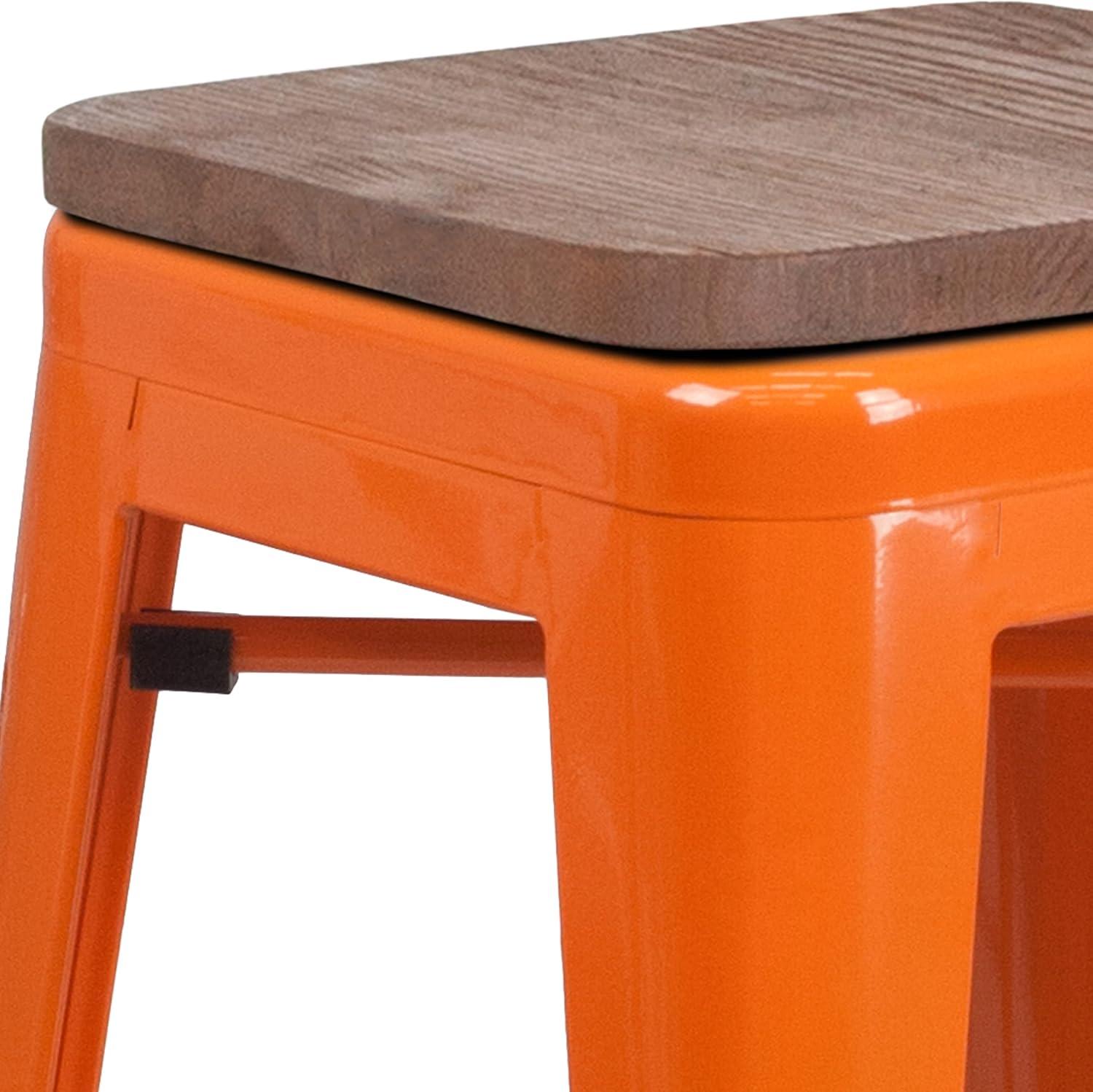 image:imageFlash Furniture Lily 30 High Backless Red Metal Barstool with Square Wood SeatOrange