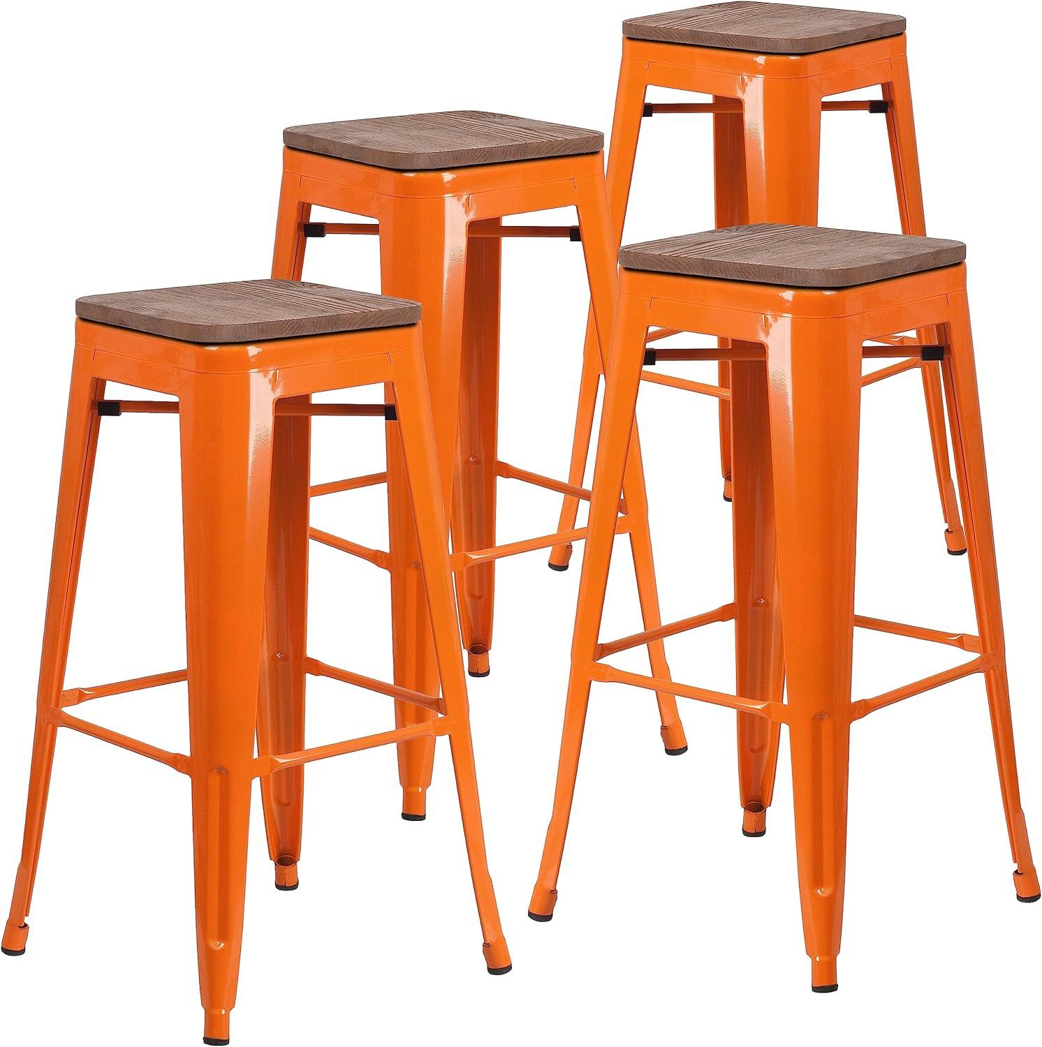image:imageFlash Furniture Lily 30 High Backless Red Metal Barstool with Square Wood SeatOrange