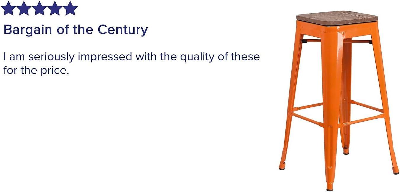 image:imageFlash Furniture Lily 30 High Backless Red Metal Barstool with Square Wood SeatOrange