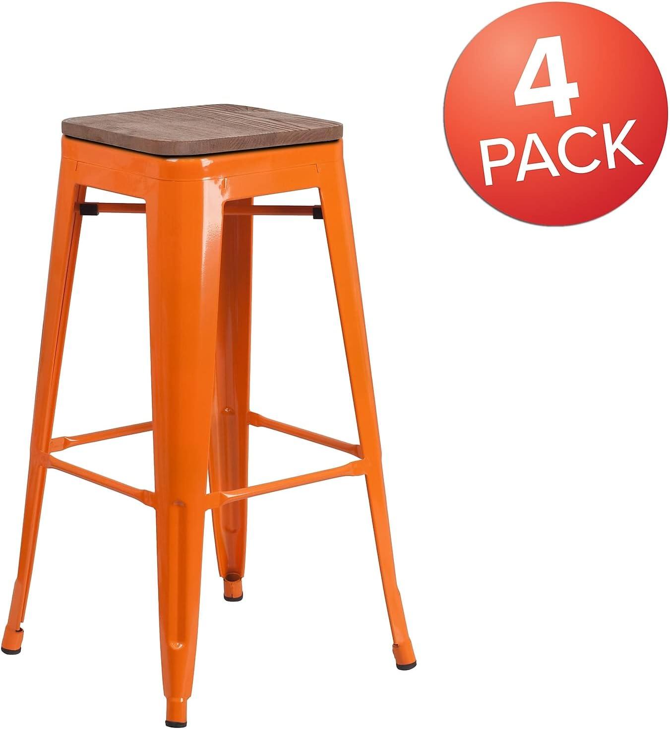 image:imageFlash Furniture Lily 30 High Backless Red Metal Barstool with Square Wood SeatOrange