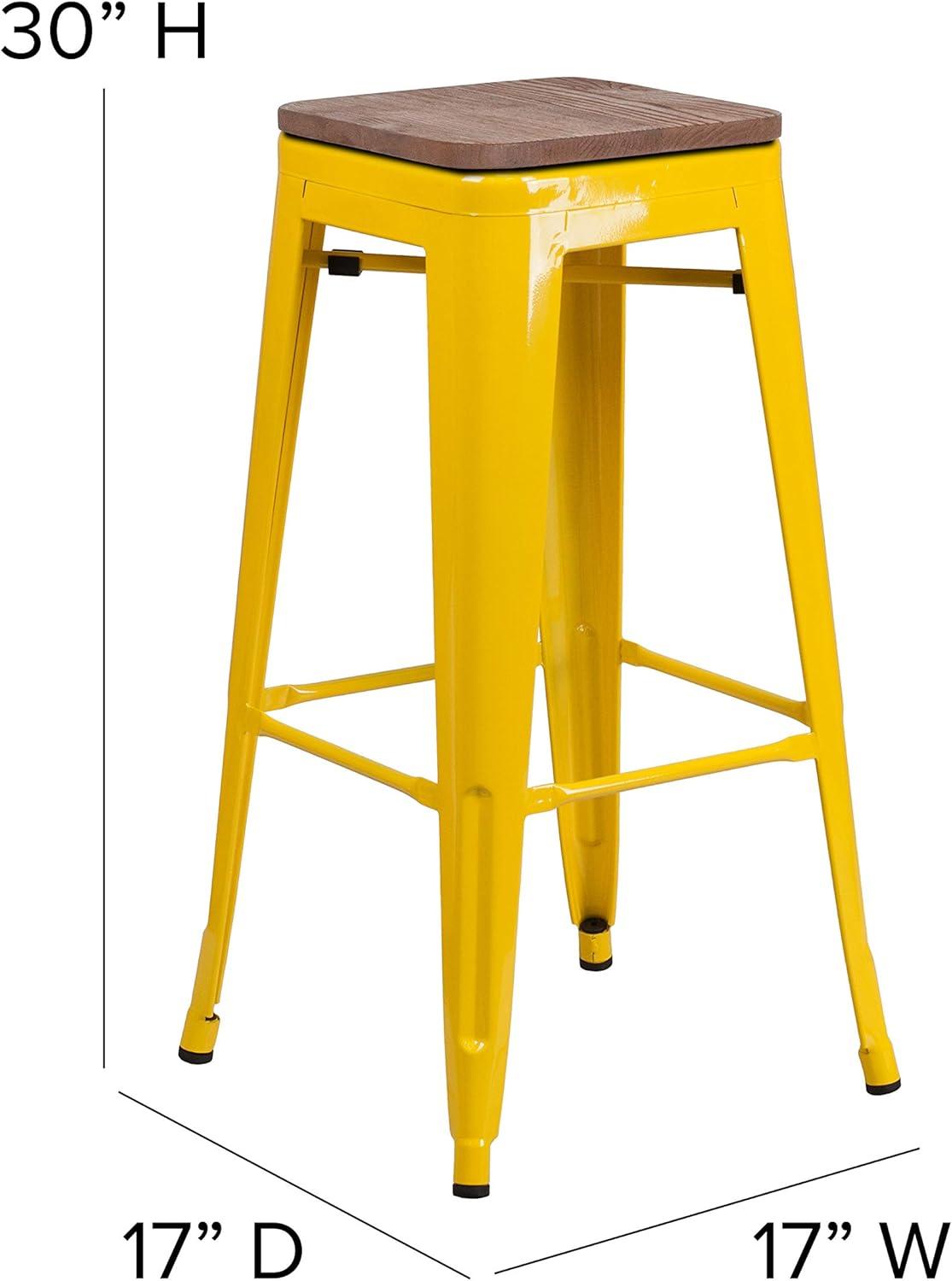 image:imageFlash Furniture Lily 30 High Backless Red Metal Barstool with Square Wood SeatYellow