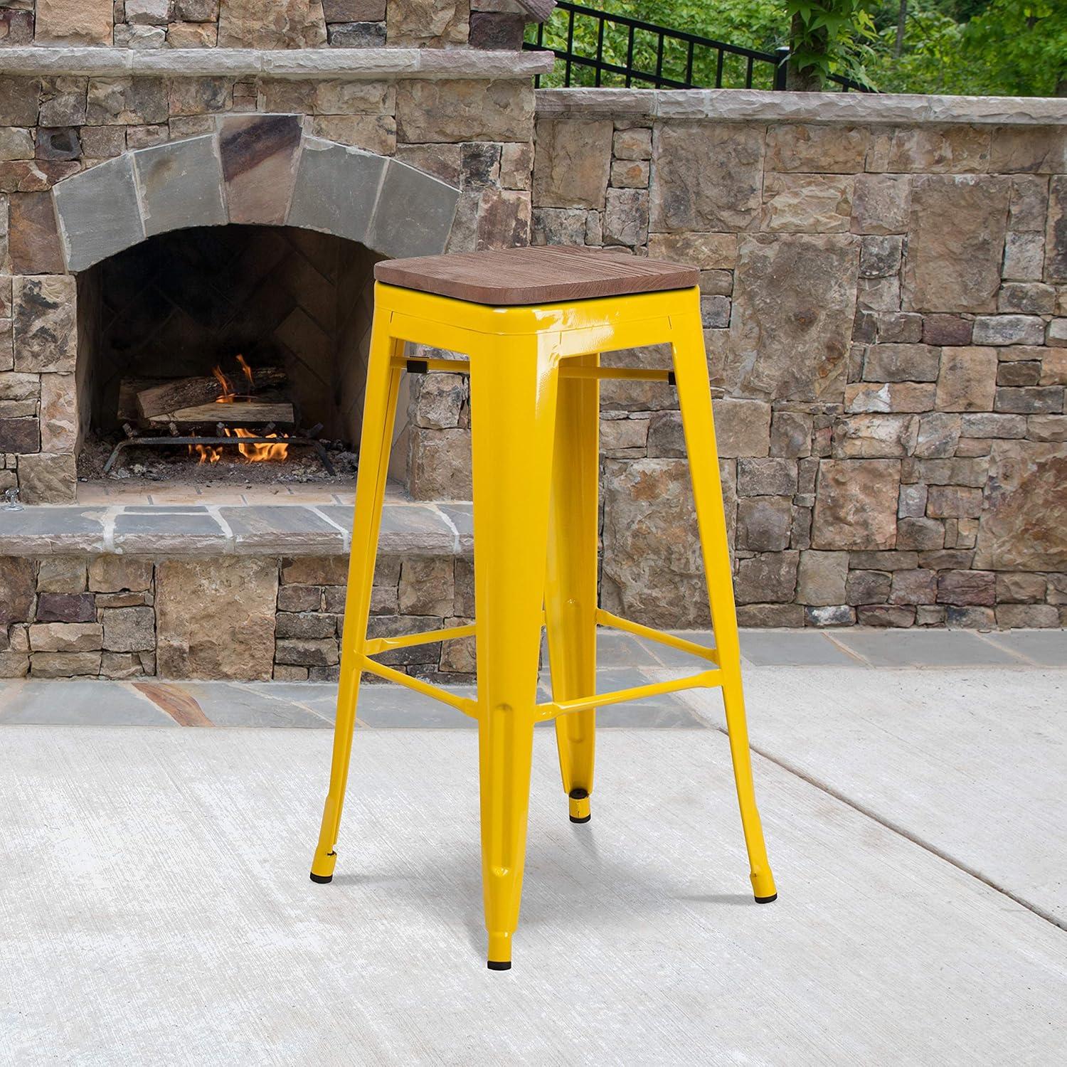 image:imageFlash Furniture Lily 30 High Backless Red Metal Barstool with Square Wood SeatYellow