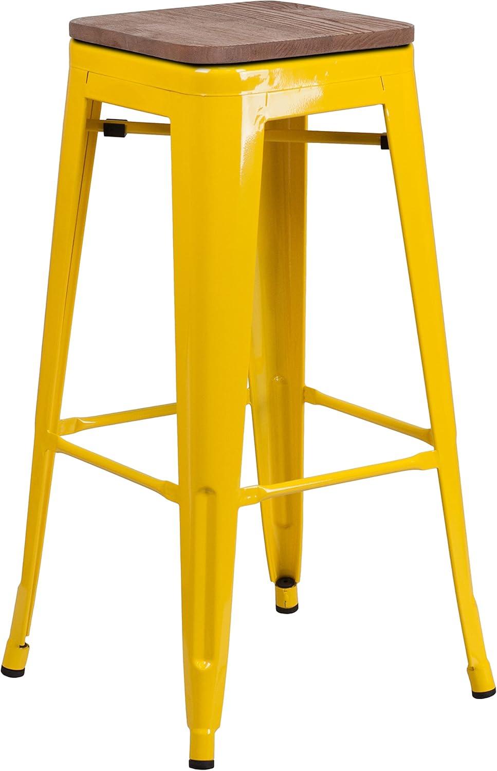 image:imageFlash Furniture Lily 30 High Backless Red Metal Barstool with Square Wood SeatYellow