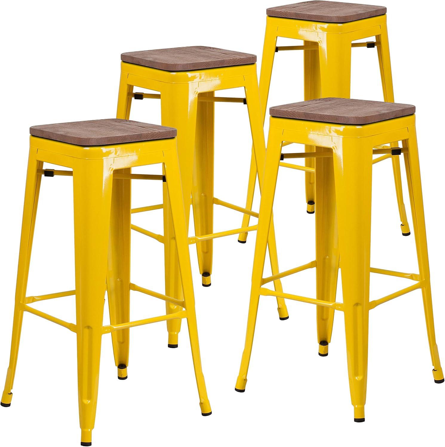 image:imageFlash Furniture Lily 30 High Backless Red Metal Barstool with Square Wood SeatYellow