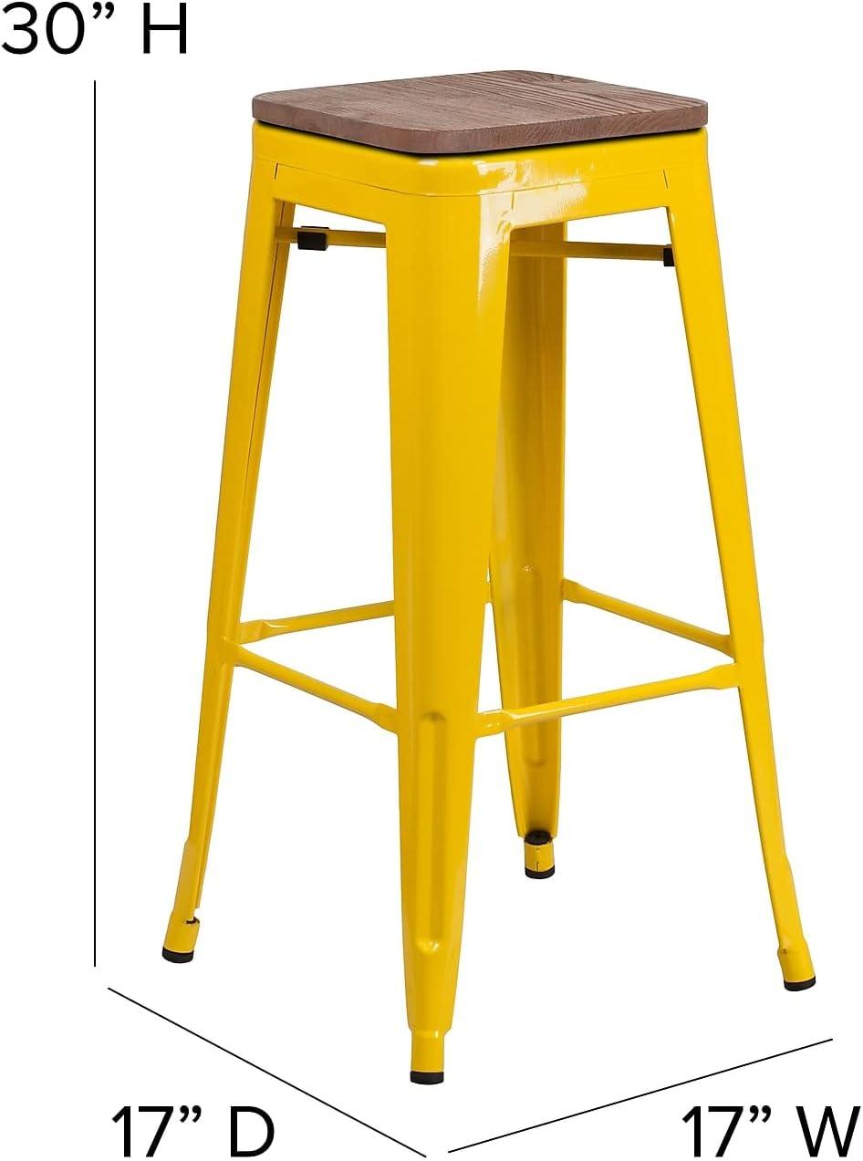 image:imageFlash Furniture Lily 30 High Backless Red Metal Barstool with Square Wood SeatYellow