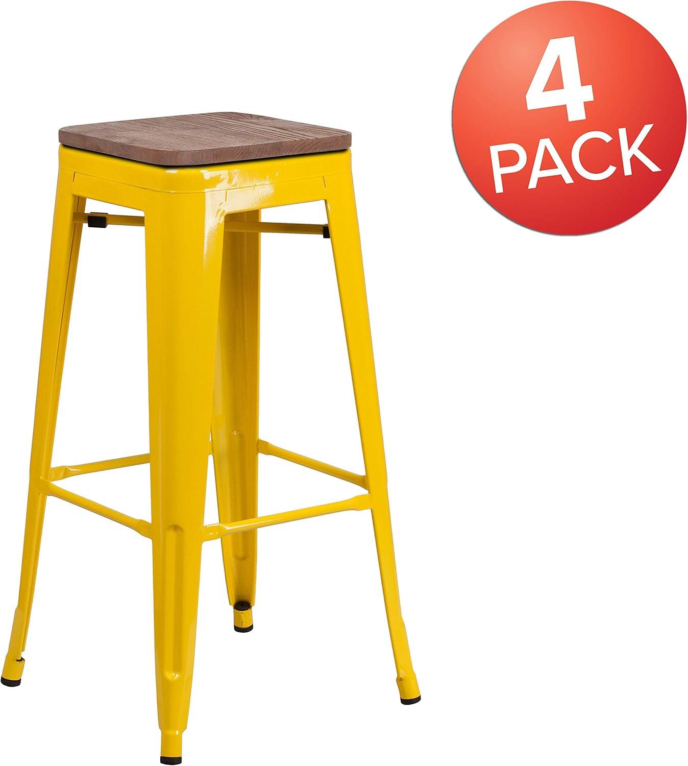image:imageFlash Furniture Lily 30 High Backless Red Metal Barstool with Square Wood SeatYellow
