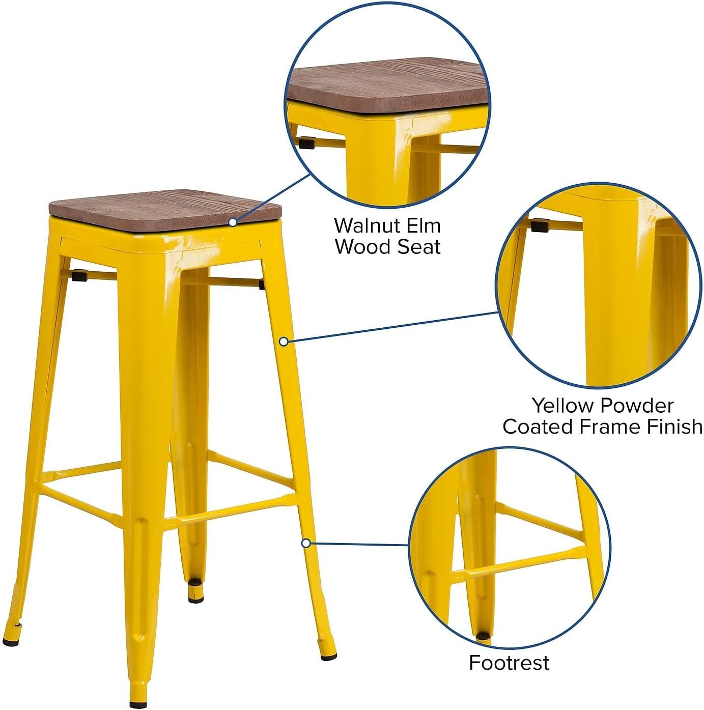 image:imageFlash Furniture Lily 30 High Backless Red Metal Barstool with Square Wood SeatYellow