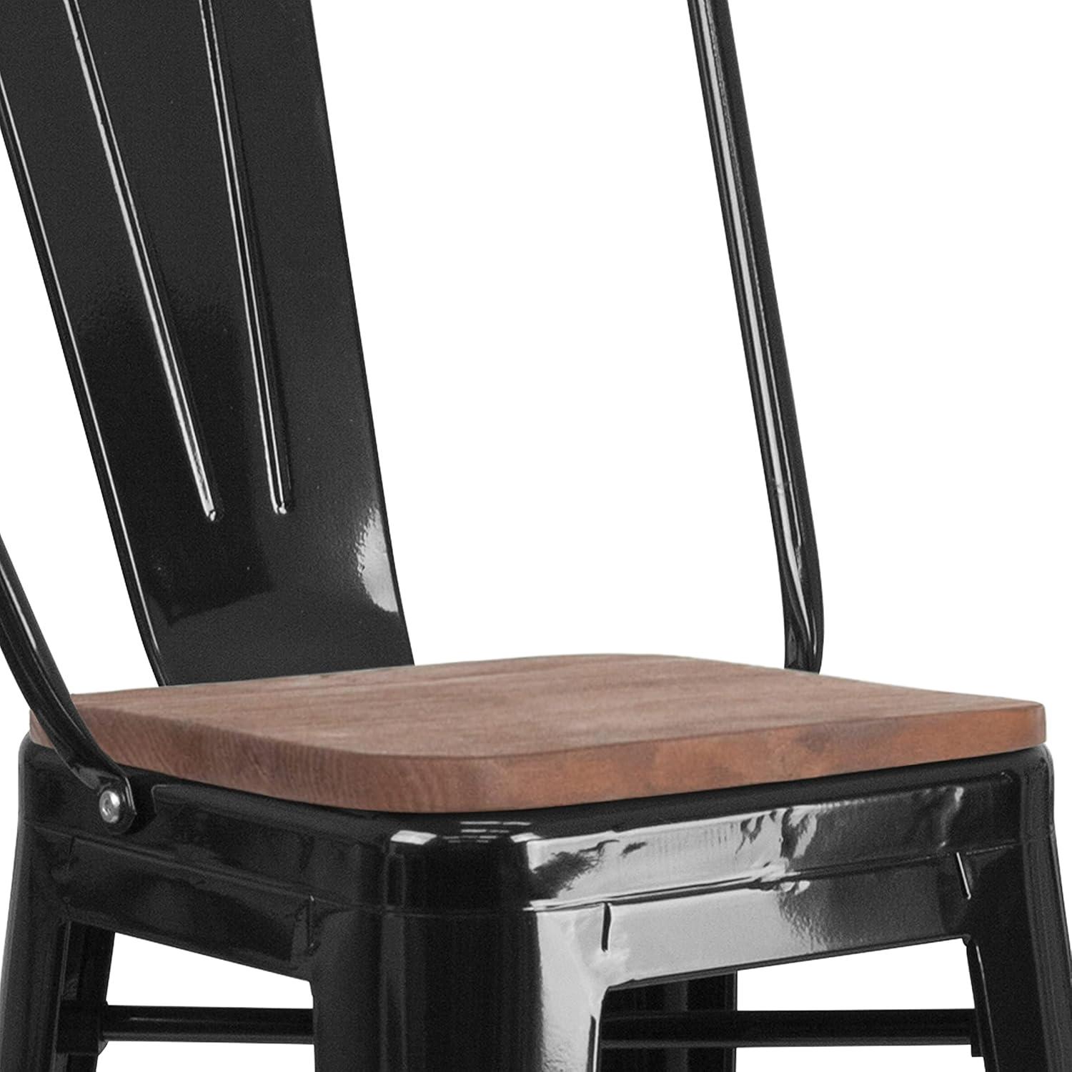 image:imageFlash Furniture Lily 30 High Red Metal Barstool with Back and Wood Seat Pack of 1Black