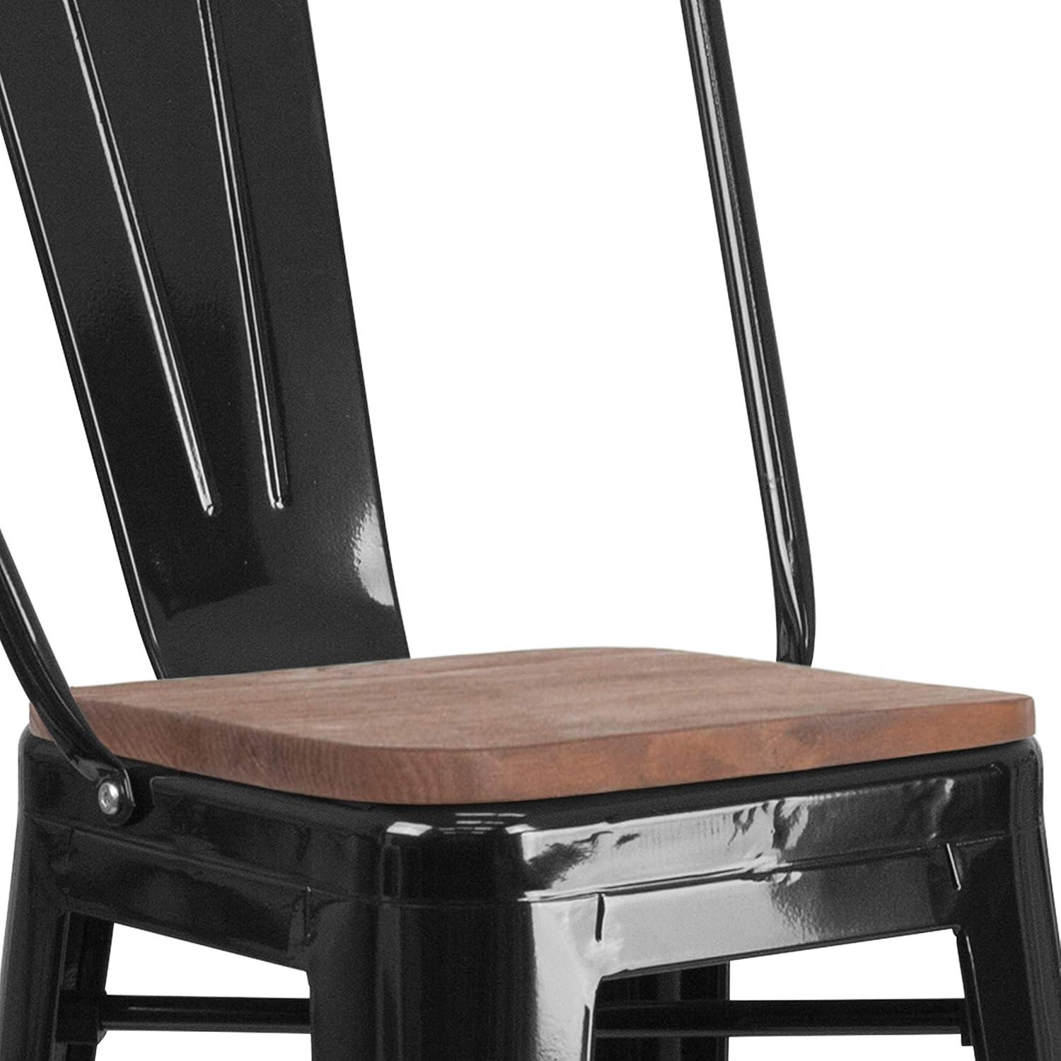 image:imageFlash Furniture Lily 30 High Red Metal Barstool with Back and Wood Seat Pack of 1Black