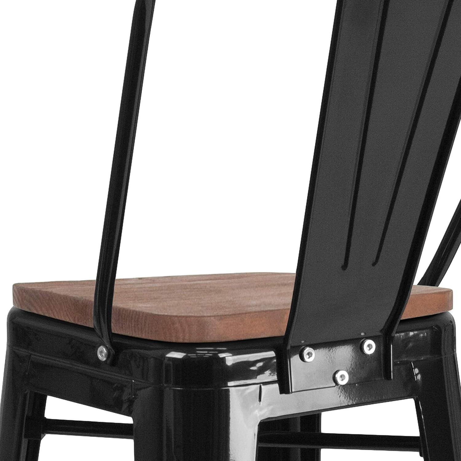 image:imageFlash Furniture Lily 30 High Red Metal Barstool with Back and Wood Seat Pack of 1Black