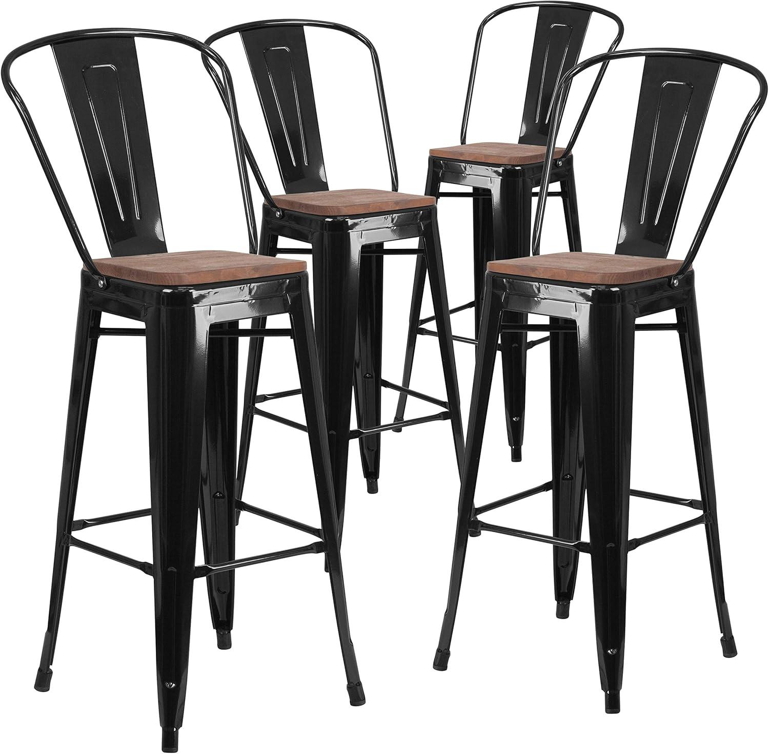 image:imageFlash Furniture Lily 30 High Red Metal Barstool with Back and Wood Seat Pack of 1Black