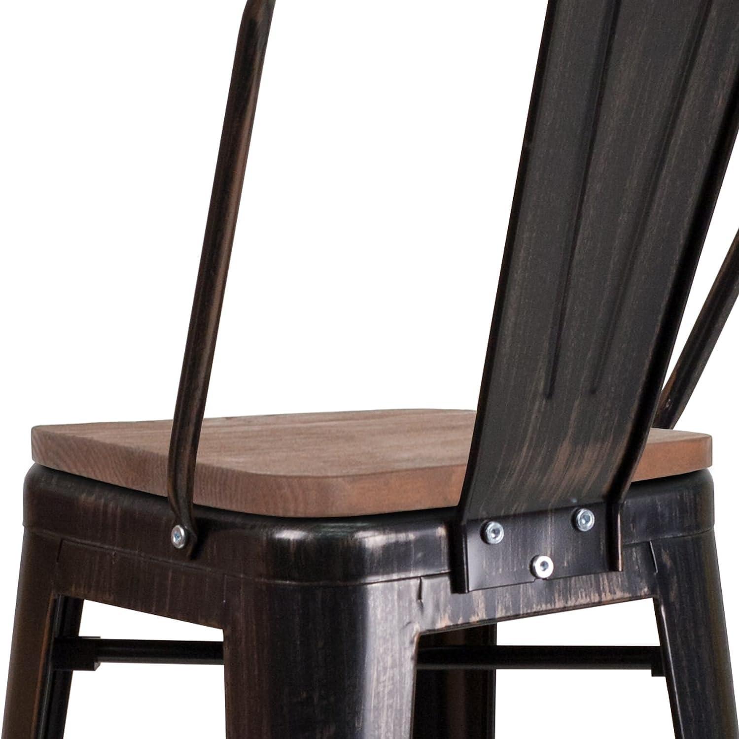 image:imageFlash Furniture Lily 30 High Red Metal Barstool with Back and Wood Seat Pack of 1Blackantique Gold