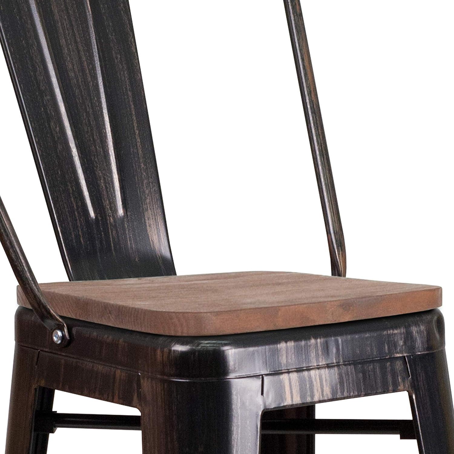image:imageFlash Furniture Lily 30 High Red Metal Barstool with Back and Wood Seat Pack of 1Blackantique Gold