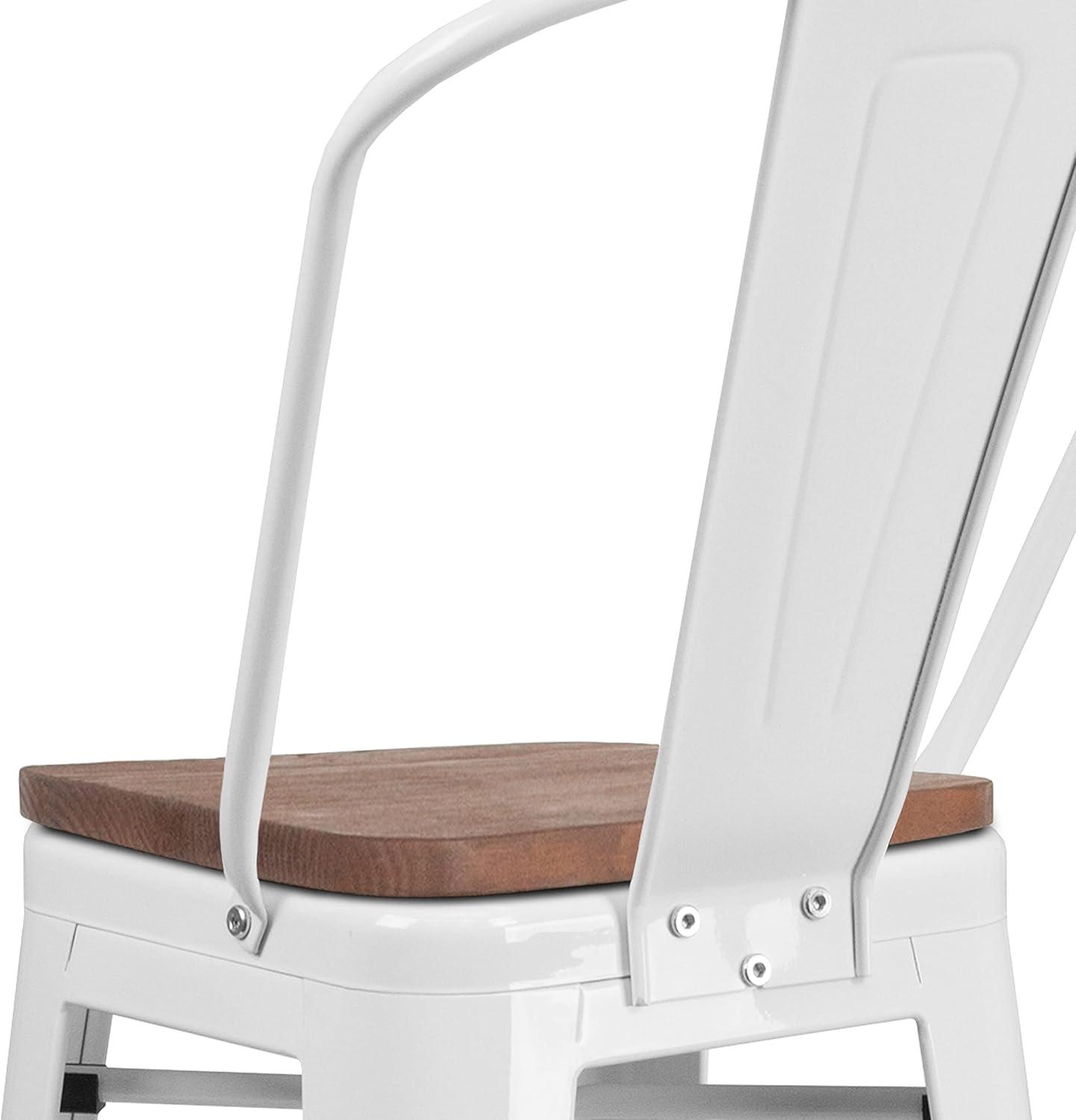 image:imageFlash Furniture Lily 30 High Red Metal Barstool with Back and Wood Seat Pack of 1White