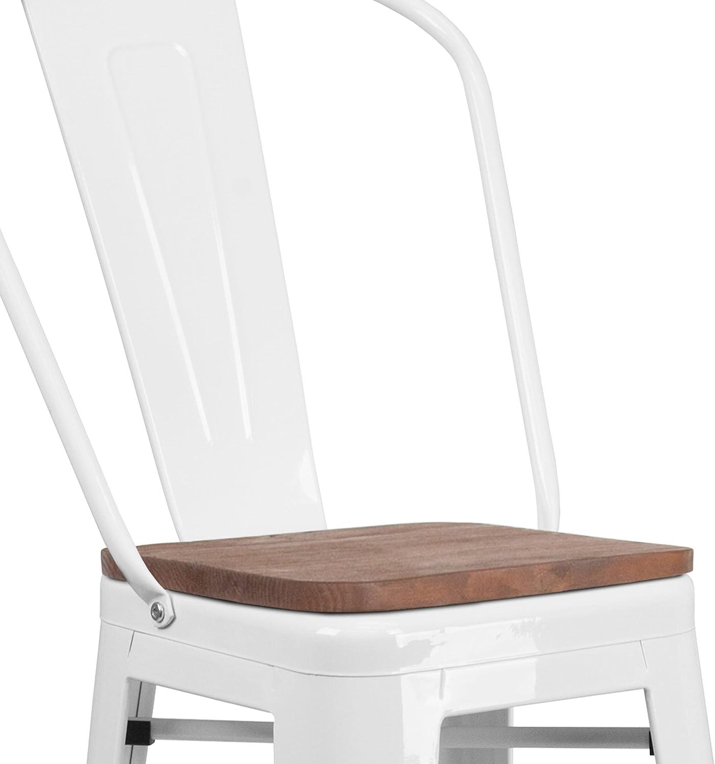 image:imageFlash Furniture Lily 30 High Red Metal Barstool with Back and Wood Seat Pack of 1White