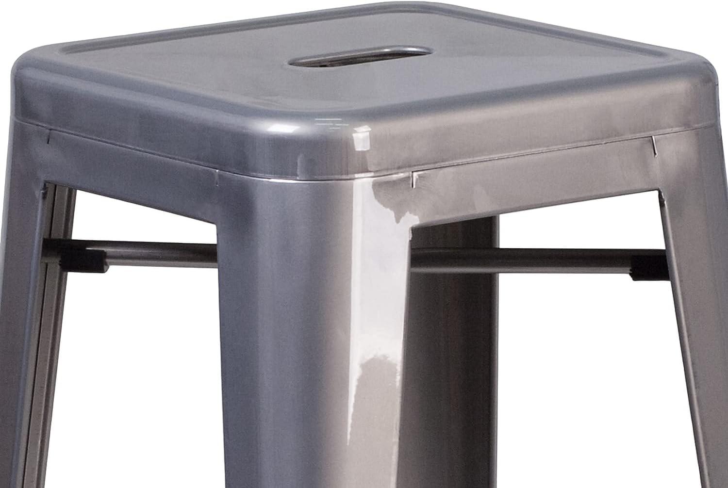 image:imageFlash Furniture Lincoln 30 High Backless Clear Coated Metal Indoor Barstool with Square SeatSet of 4