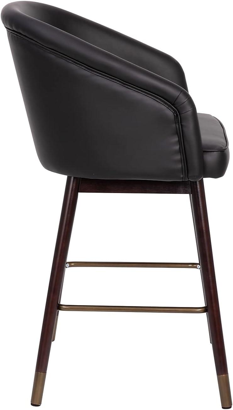 image:imageFlash Furniture Margo Commercial Grade MidBack Counter Stool Black LeatherSoft Upholstery Walnut Finish Beechwood Legs with Soft Bronze Accents 26 Barstool