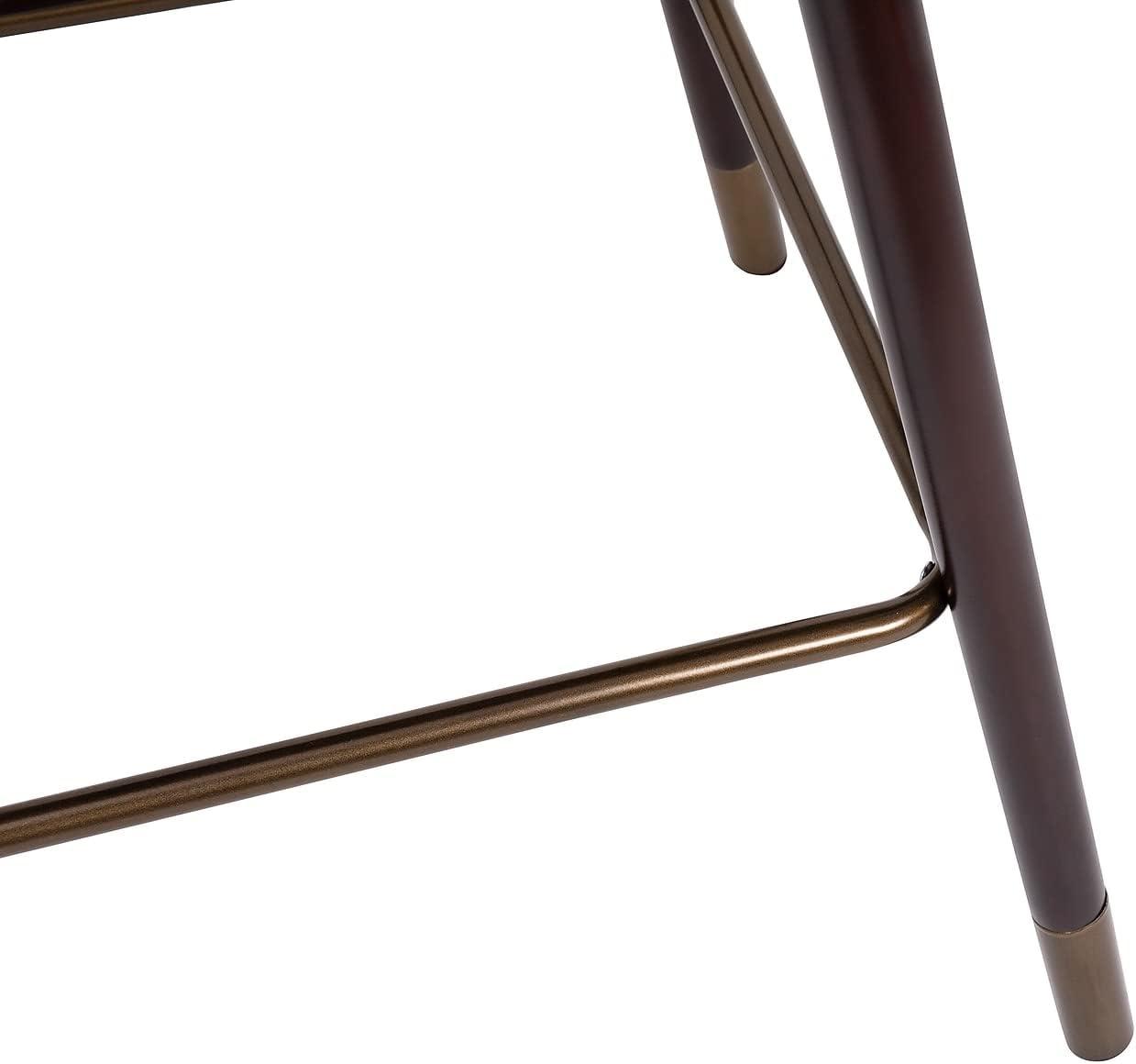 image:imageFlash Furniture Margo Commercial Grade MidBack Counter Stool Black LeatherSoft Upholstery Walnut Finish Beechwood Legs with Soft Bronze Accents 26 Barstool