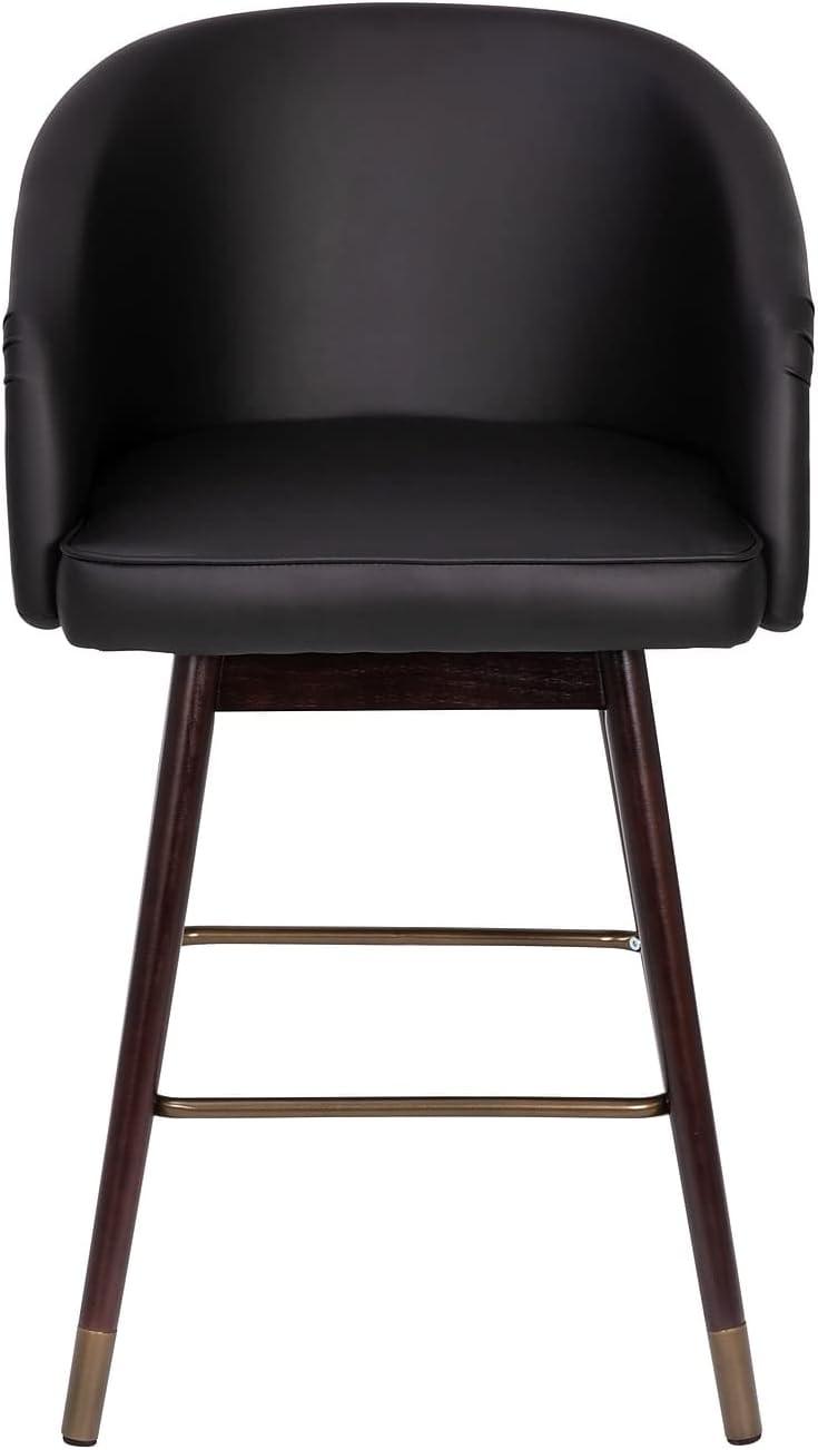 image:imageFlash Furniture Margo Commercial Grade MidBack Counter Stool Black LeatherSoft Upholstery Walnut Finish Beechwood Legs with Soft Bronze Accents 26 Barstool