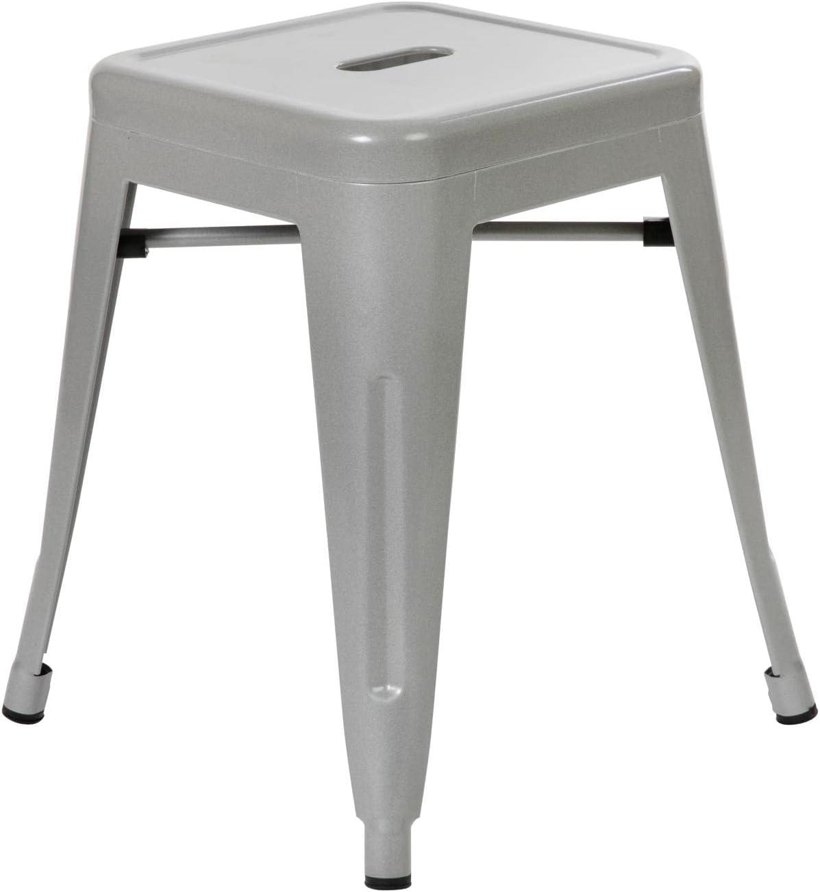 image:imageFlash Furniture Metal Dining Table Height Stool Backless Purple Kai Commercial Grade Stool 18 Inch Stackable Dining Chair Set of 4Silver